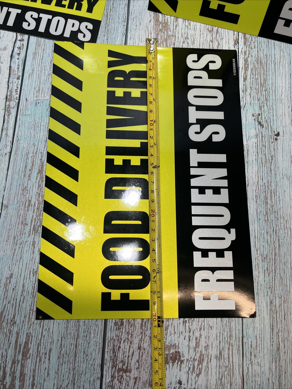 Yellow Food Delivery Driver Car Magnet 12 X 9”Reflective Frequent Stops .3 Pc
