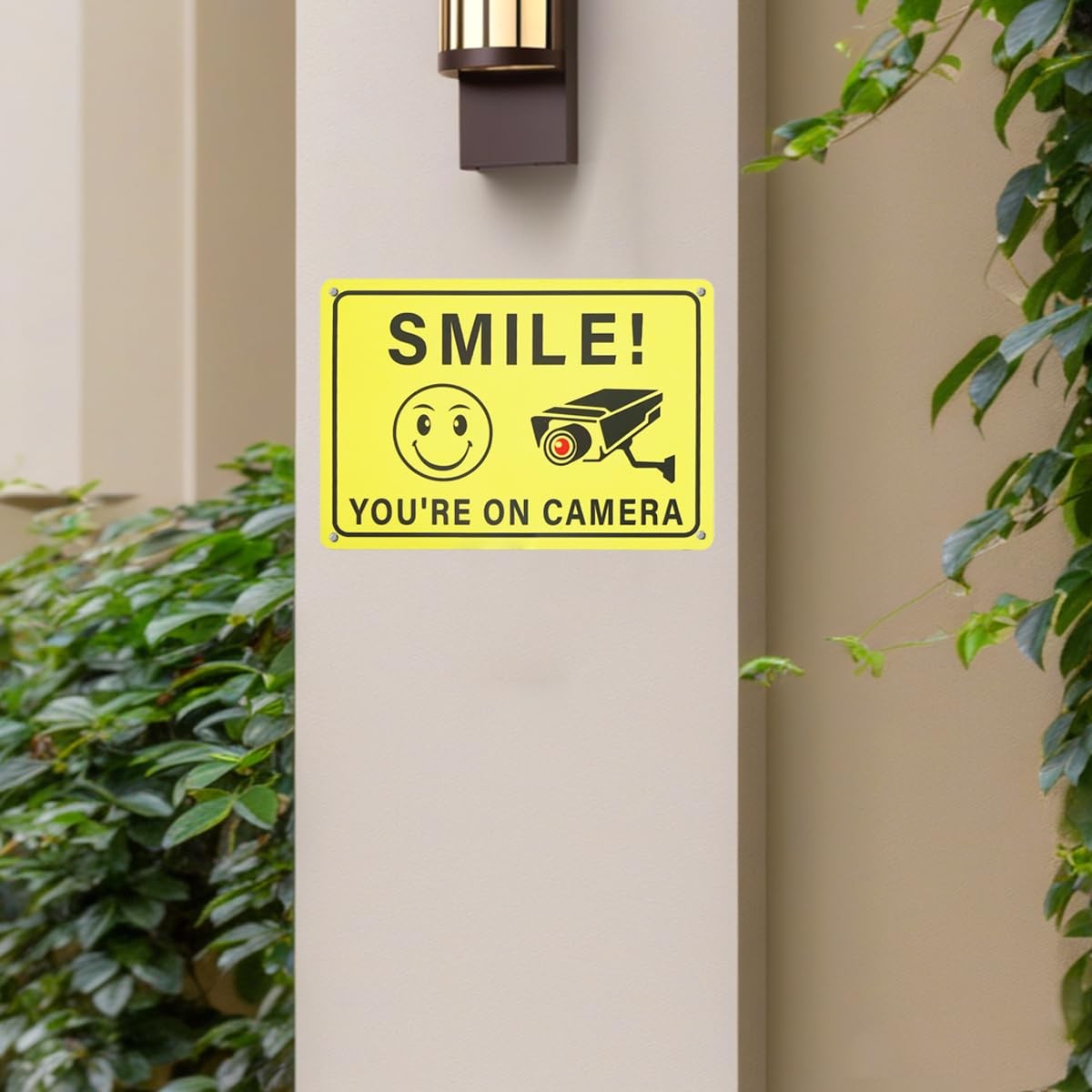 2 Pack 10″x7″ Smile You Are On Camera Signs Rust Free Aluminum for Home Business