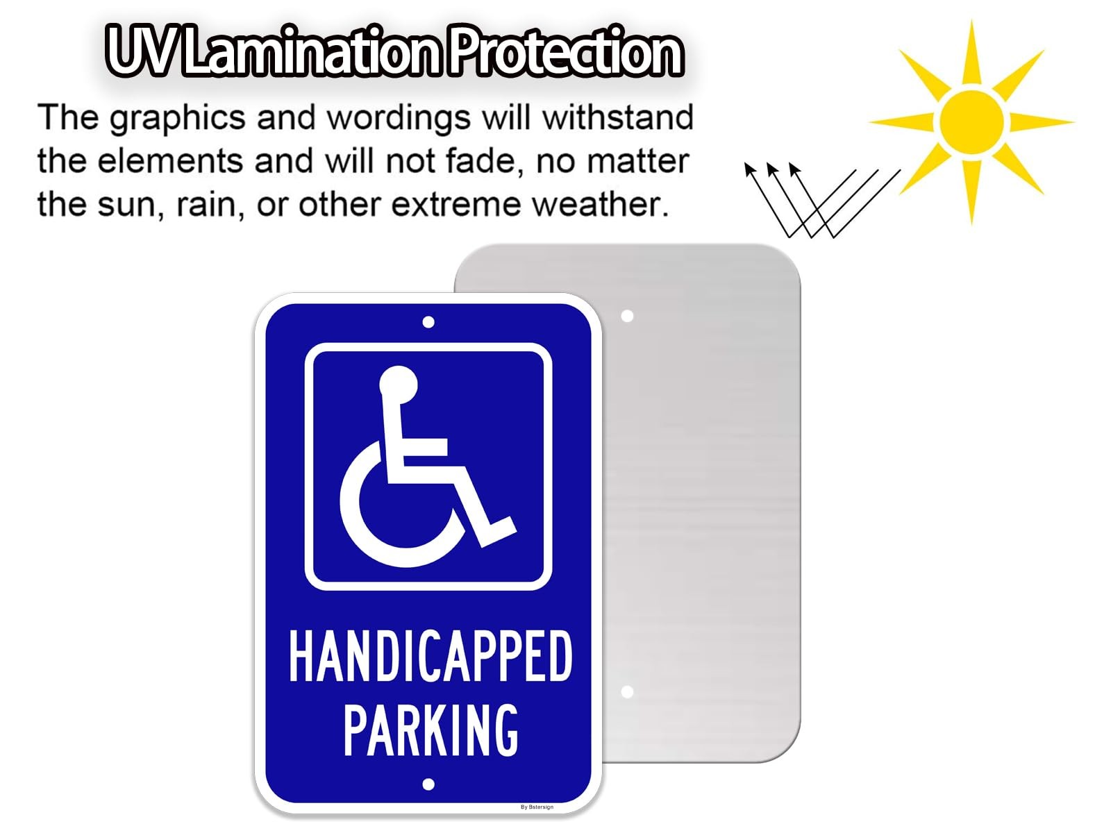 Handicap Parking Signs x 2 Pack, 12″ x 18″, Reflective Aluminum, Waterproof.
