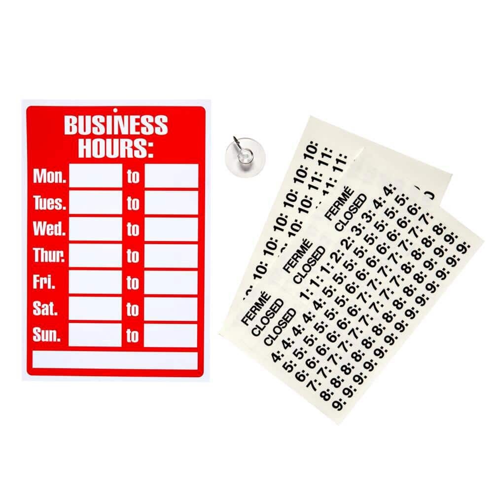 8 in. x 12 in. Plastic Business Hours Sign