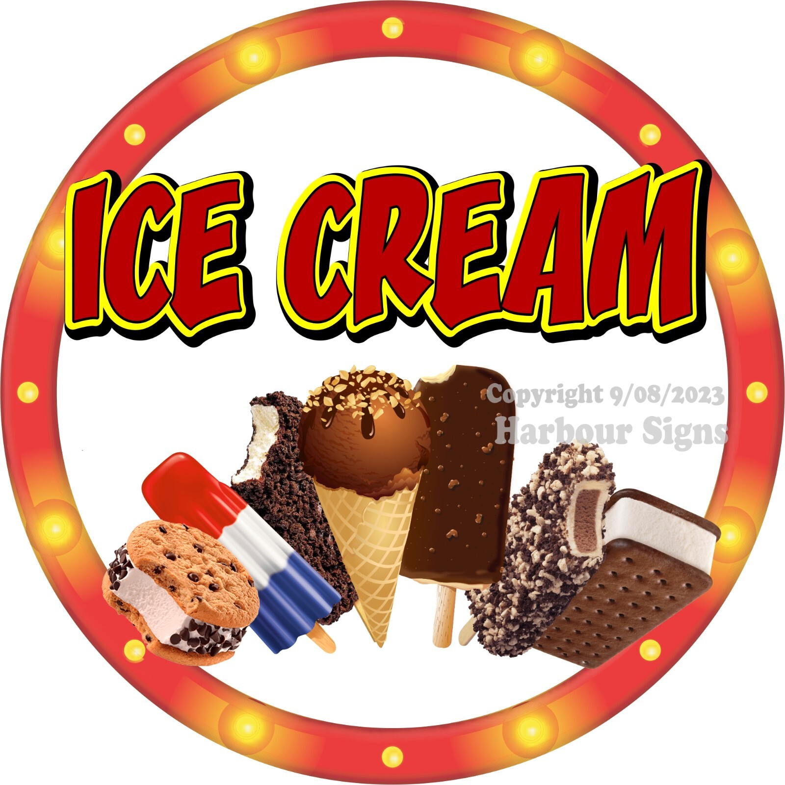 Ice Cream DECAL (Choose Your Size) Snacks Concession Food Truck Sticker c2