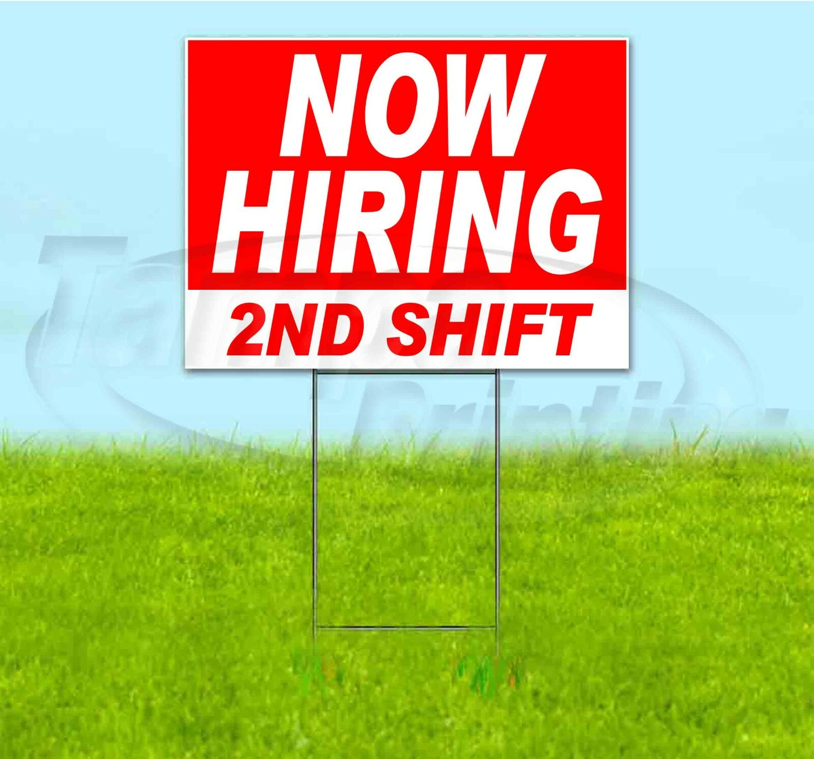 NOW HIRING 2ND SHIFT 18×24 Yard Sign WITH STAKE Corrugated Bandit USA BUSINESS
