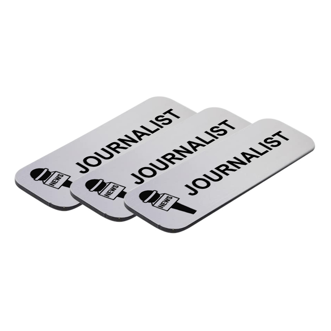 Journalist 1 x 3″ Name Tag/Badge, (3 Pack)