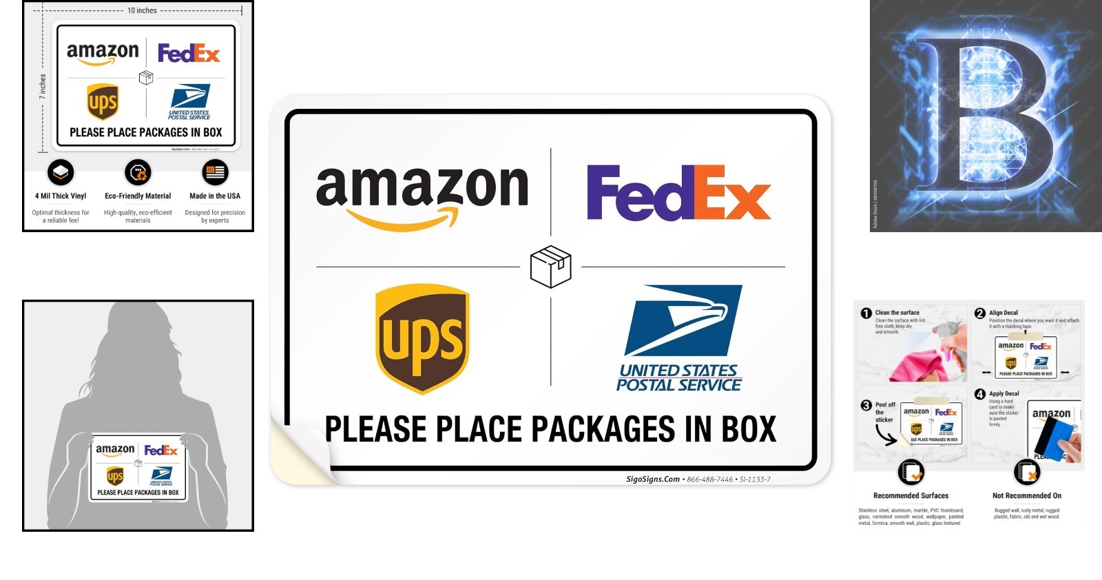 Weather-Resistant Package Delivery Sign, 10×7 Inches Decal for Secure Deliveries