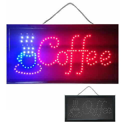 19″x10″ LED Animated Motion Neon Light Coffee Cafe Business Sign On/Off Switch