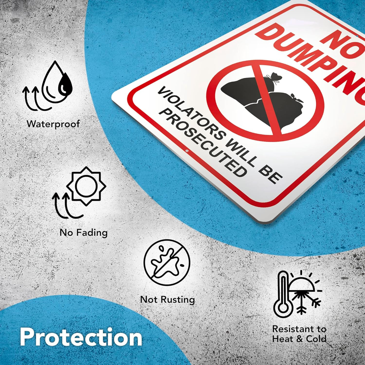 2 PC No Dumping Signs, 10×7 Aluminum No Littering Sign Outdoor, Violators Will B