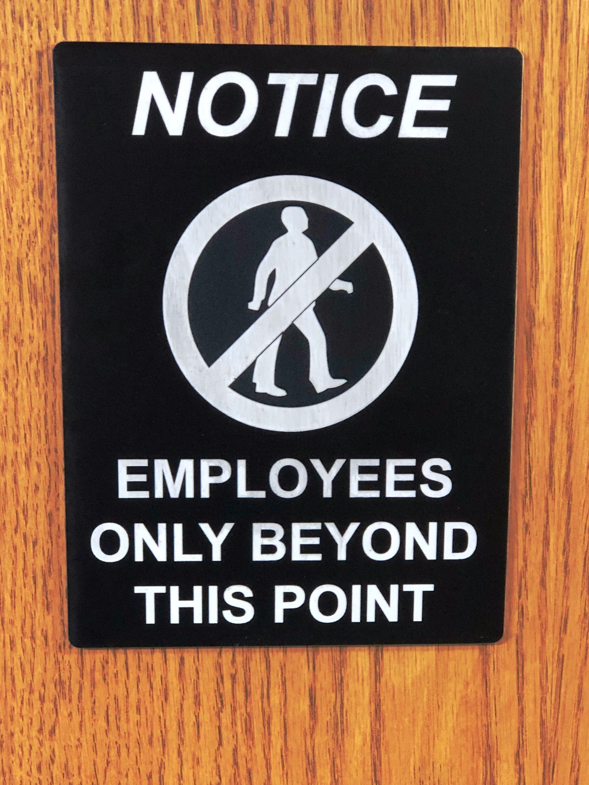 “Employees Only Beyond This Point – Notice” Sign, Black/White, 6″x8″