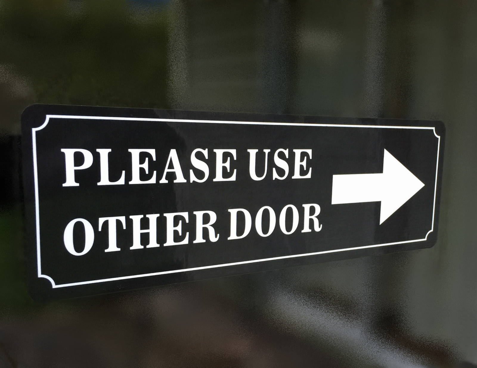(2 Pack) 9″ X 3″ PLEASE USE OTHER DOOR Sign Back Self Adhesive Vinyl Sticker