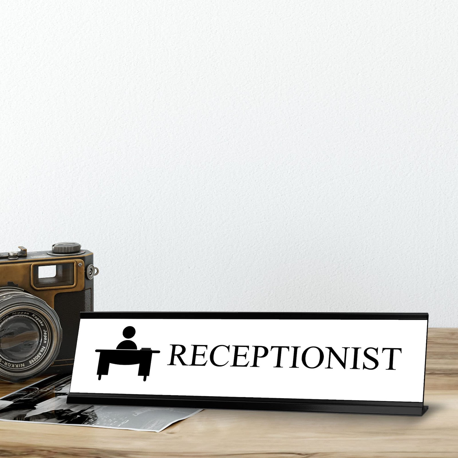 Receptionist, Black Frame, Desk Sign (2×8”)