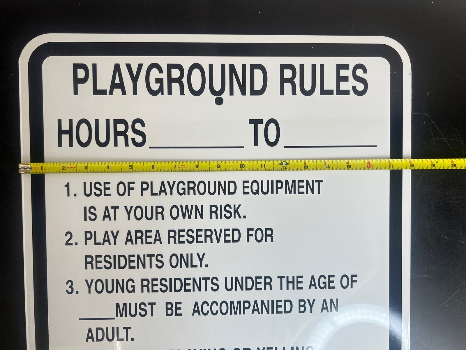 (2x) NEW 18″ x 24″ Playground Rules Sign Non-Reflective White & Black – 2 Signs