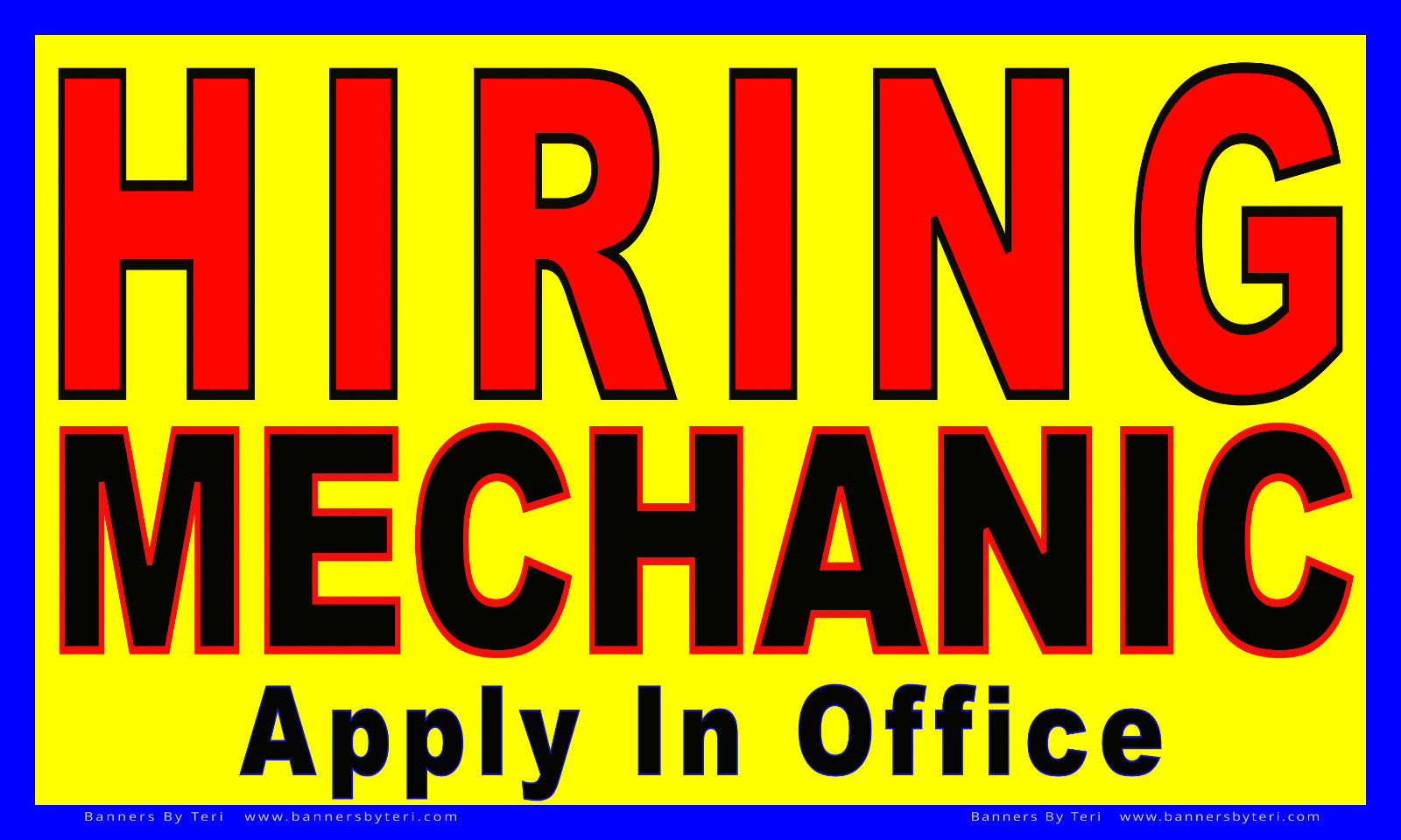 HIRING MECHANIC Banner With VARIATIONS – Vinyl Signs – Fast Ship – DURABLE-USA