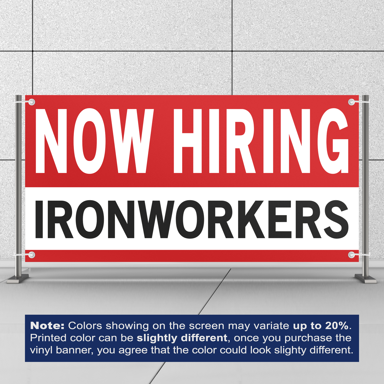Now Hiring Ironworkers 13 oz Heavy Duty Vinyl Banner Jobs Available Help Wanted