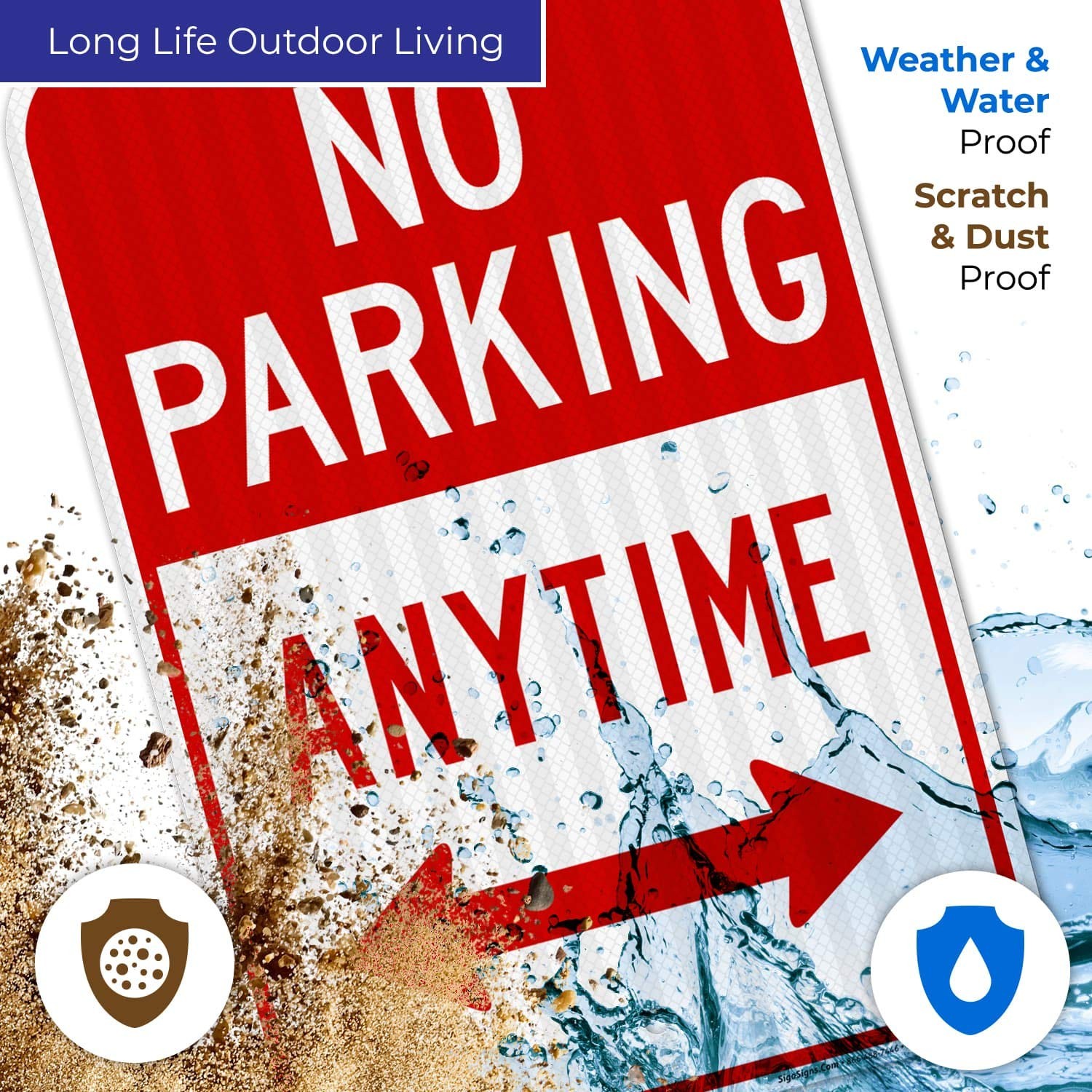 No Parking Anytime Sign, with Arrows 12×18 Inches, 3M EGP Reflective .063 Alu…