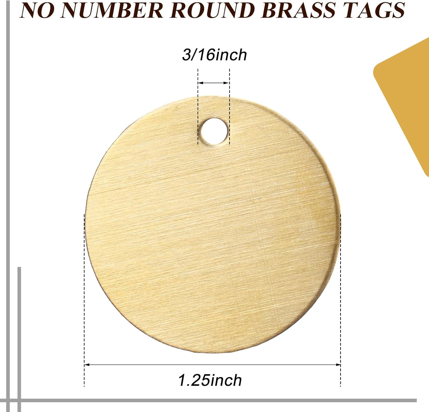 75 Pcs 1.50 Inch Solid Brass Tags for Stamping, Round Golden Blank Brass Tag wit