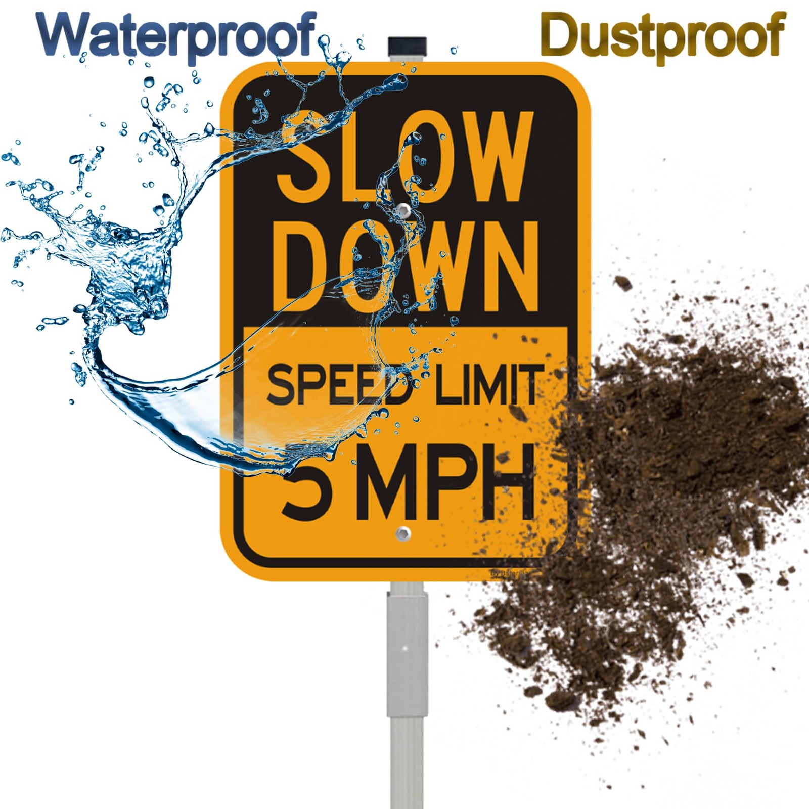 Slow Down Speed Limit 5 MPH Sign with 36-Inch Stakes, 14 x 10 Inches, Reflect…