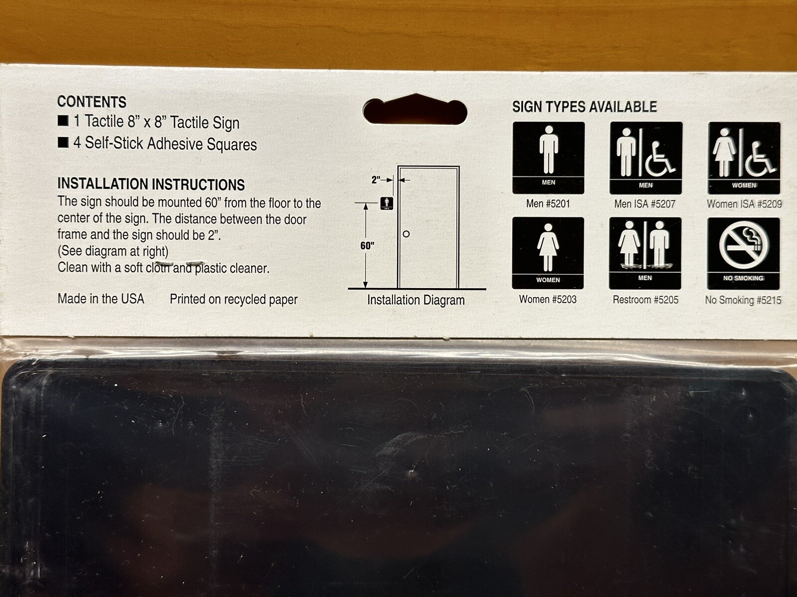 VTG NEW Men’s Restroom Sign by Impact #5201, 8×8 ADA Black with Tactile/Braille