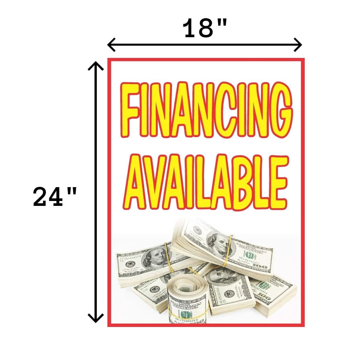 Financing Available Retail Window Display Paper Signs | Pack of 6 | 18″w x 24″h