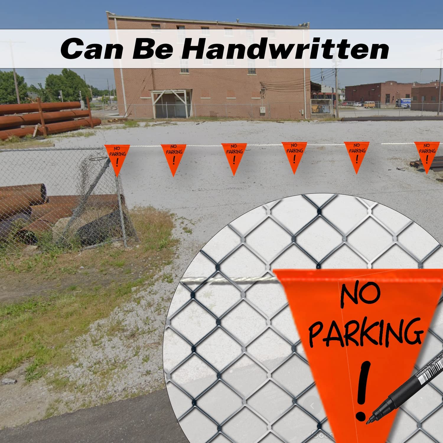 Orange Perimeter Marking Flags 102ft 45 Pennant OSHA Hazard Traffic Control