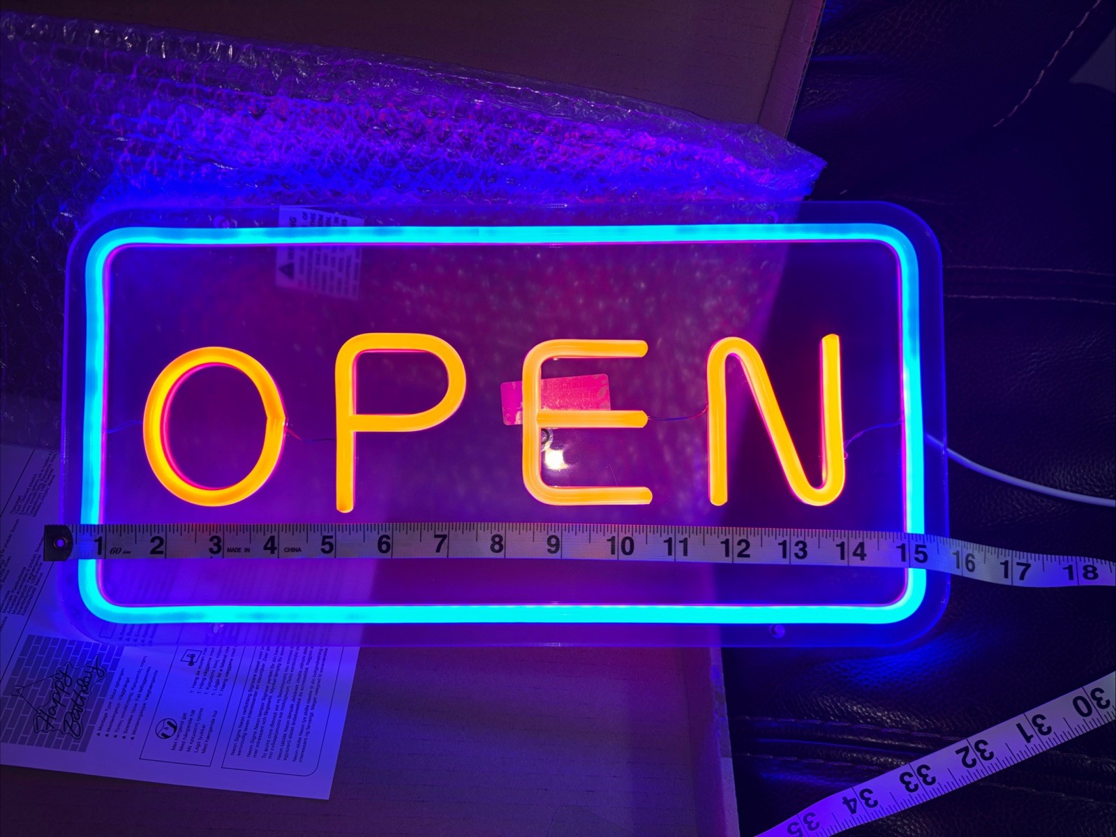 Vibrant “OPEN” LED Neon-Style Sign – Blue And Red Illumination