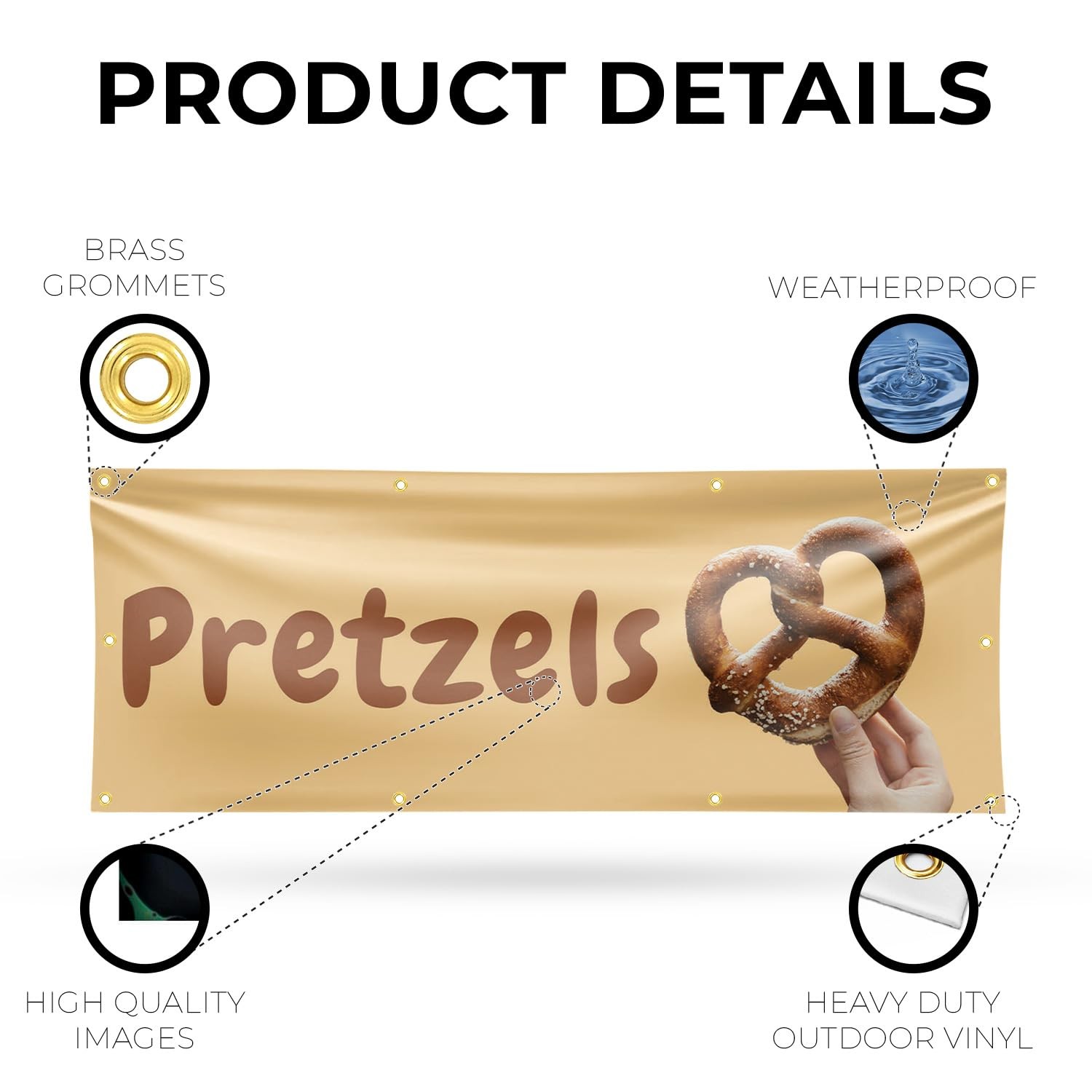 Signmission Pretzels Banner Sign 36 X 96 13 Oz Vinyl Metal Single-Sided Outdoor
