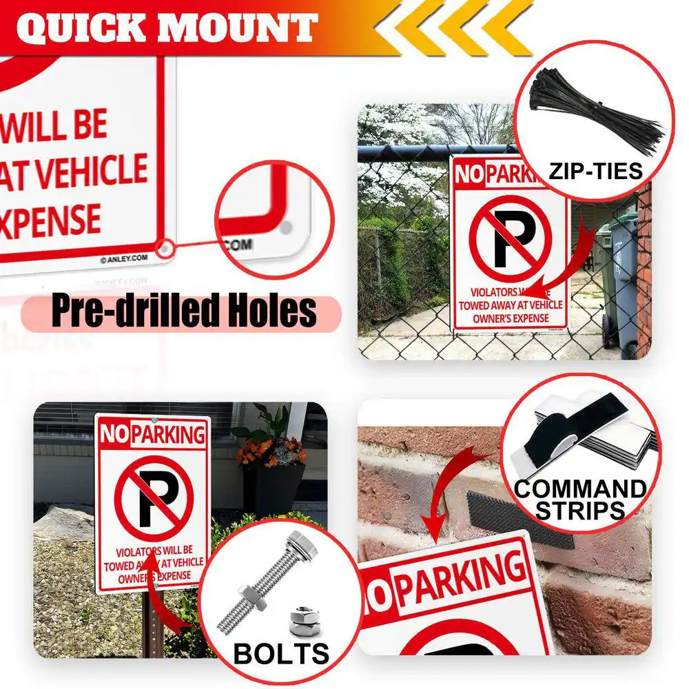 14 In. X 10 In. No Parking Sign – Violators Will Be Towed Away at Vehicle Owners