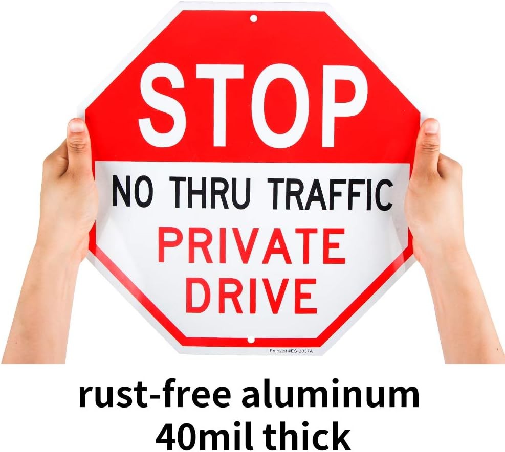 2 Pack No Thru Traffic Private Drive Sign 12×12″ Alumin Reflective Sign Driveway