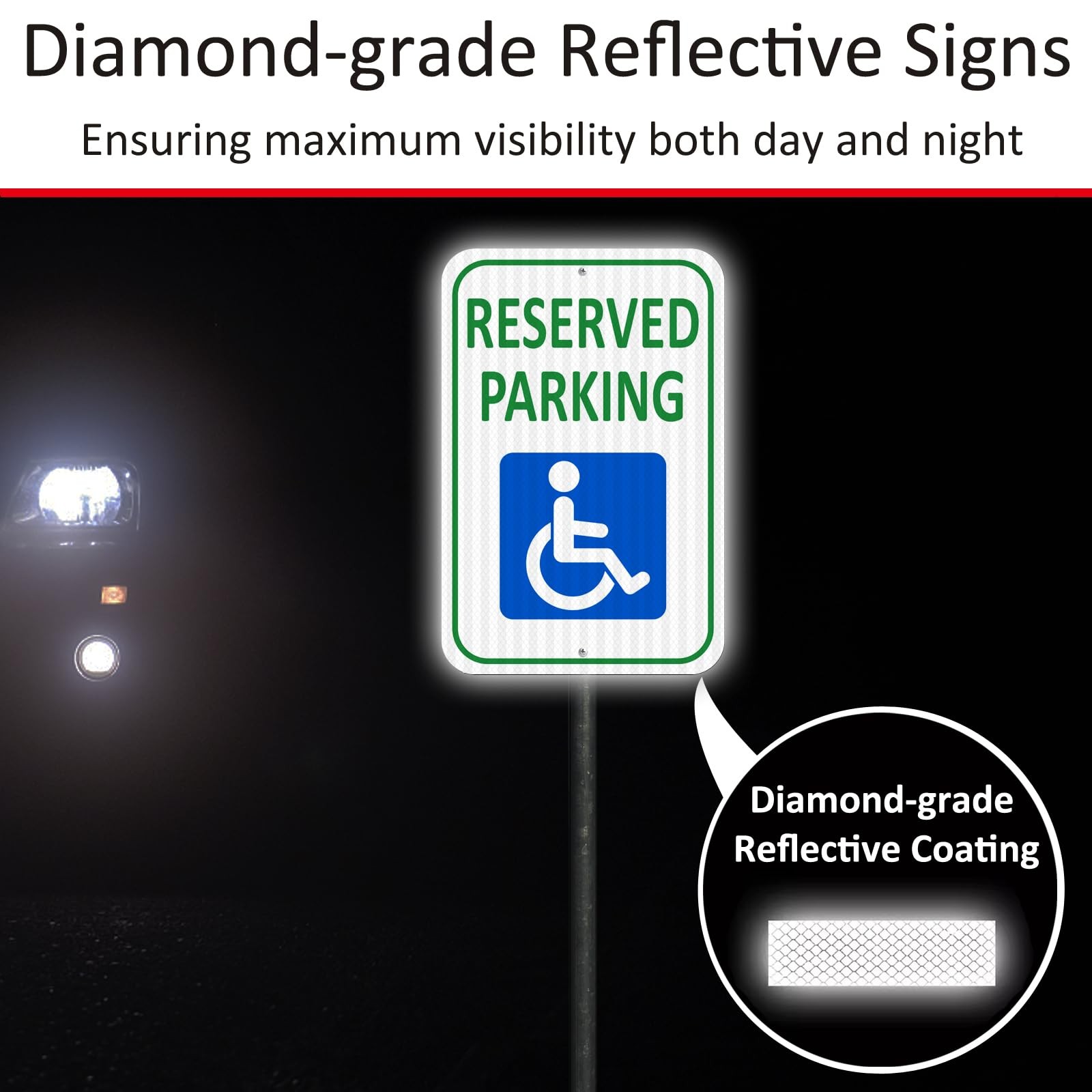 (2 Pack) Reflective Aluminum Reserved Parking Sign, 18″ x 12″ Heavy-duty Hand…