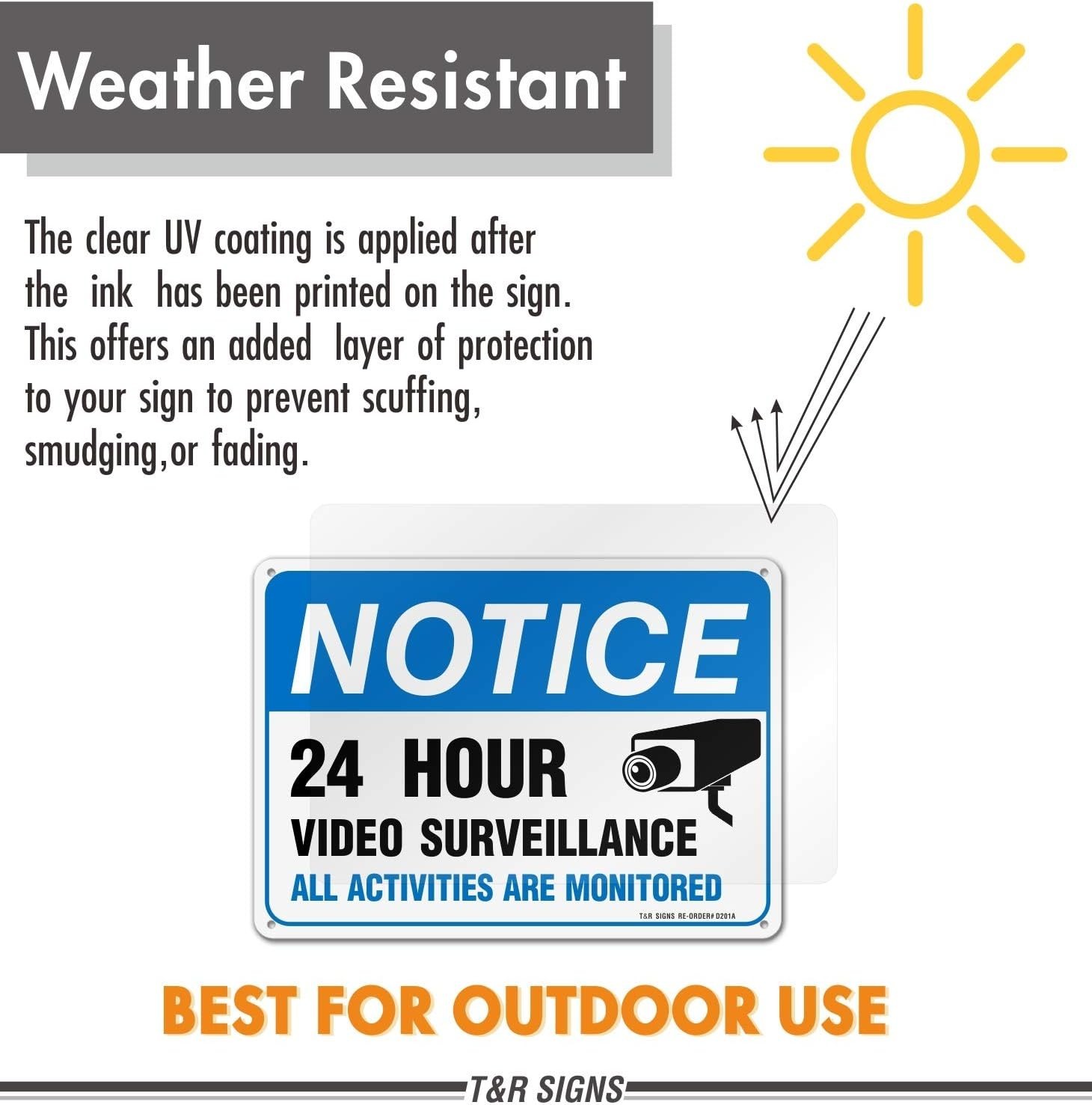 2 Pack Video Surveillance Signs 7×10″ Reflective Aluminum UV Resistant