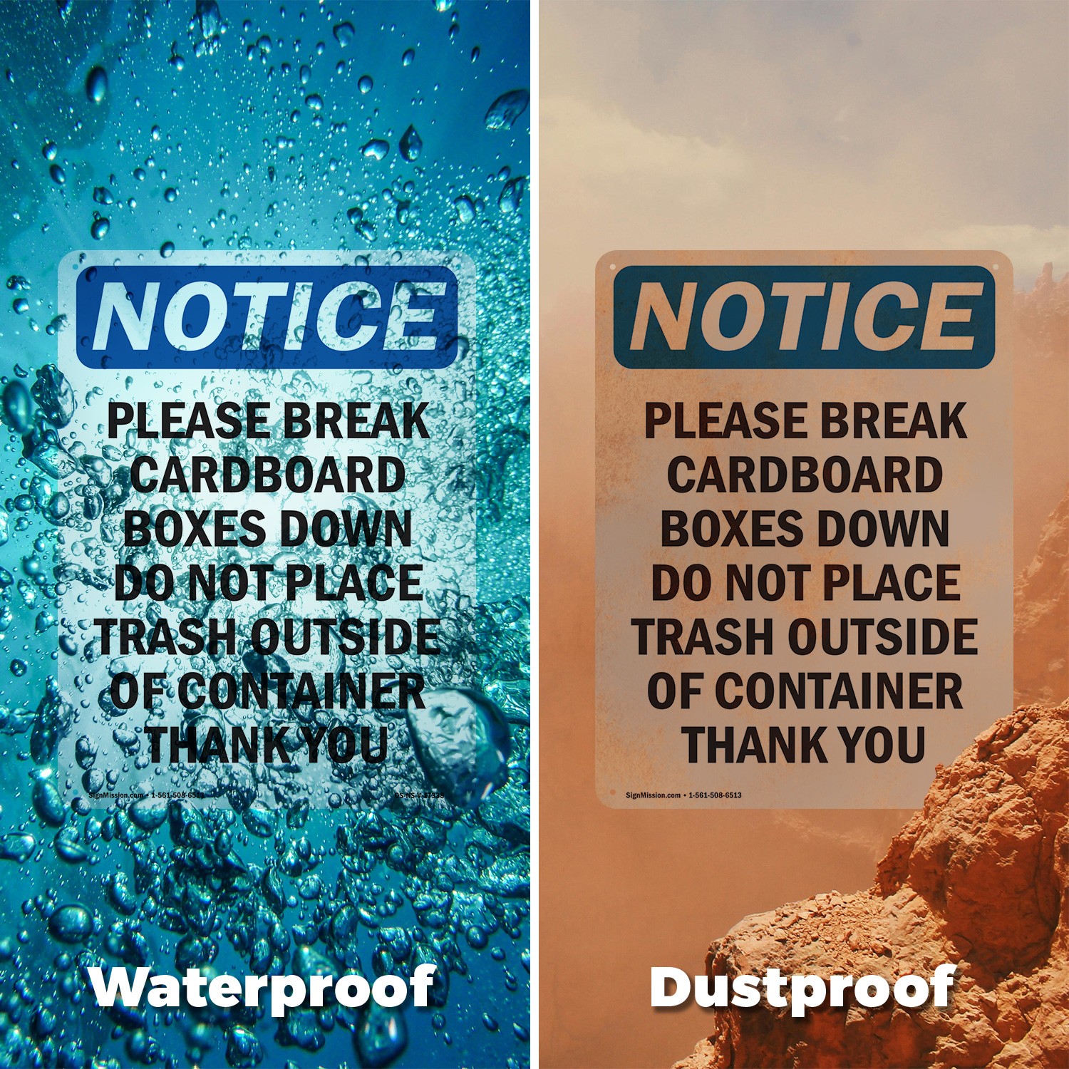 Please Break Cardboard Boxes Down OSHA Notice Sign Metal, Decal – 5 or 10 Pack