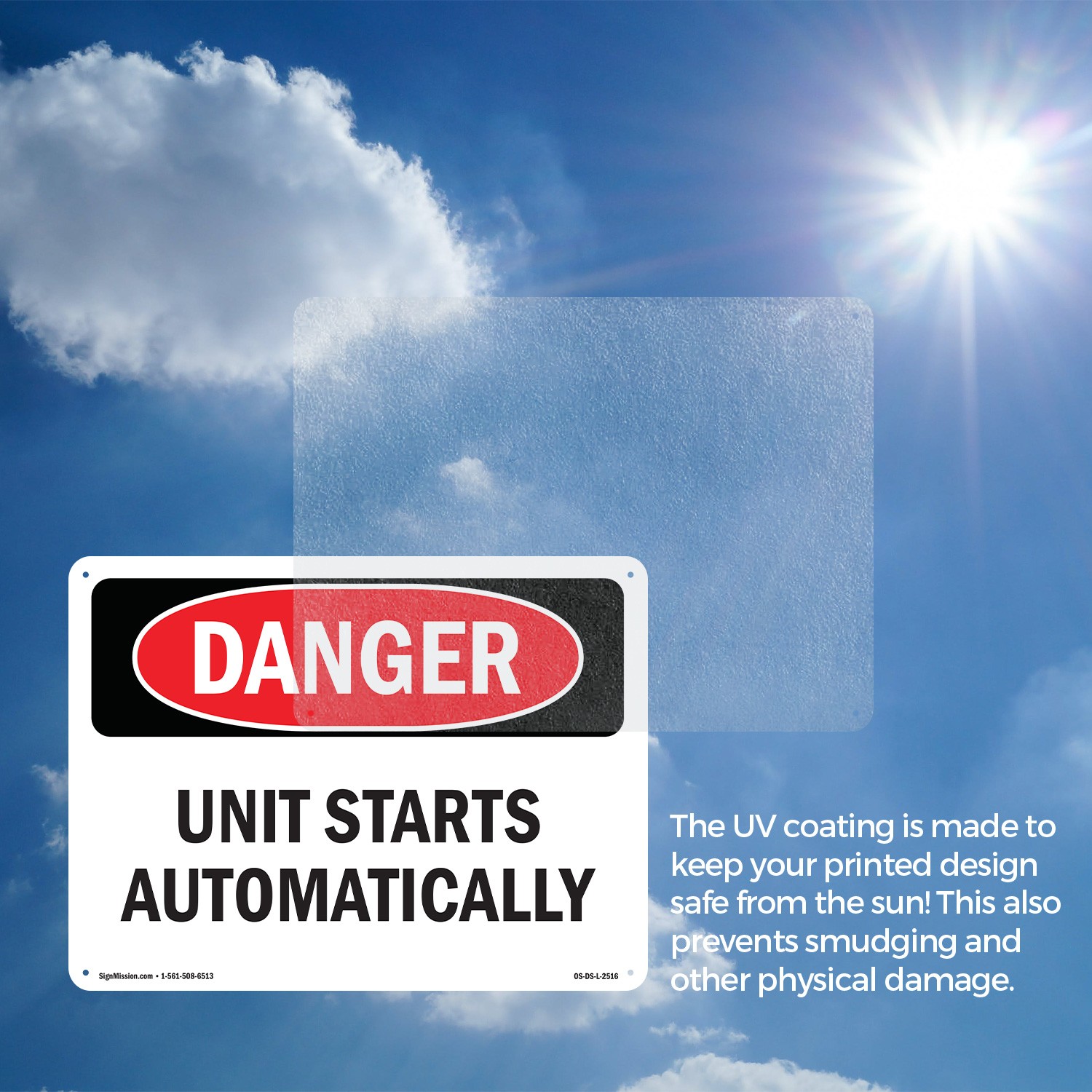 Unit Starts Automatically OSHA Danger Sign Metal Plastic Or Decal – 5 or 10 Pack