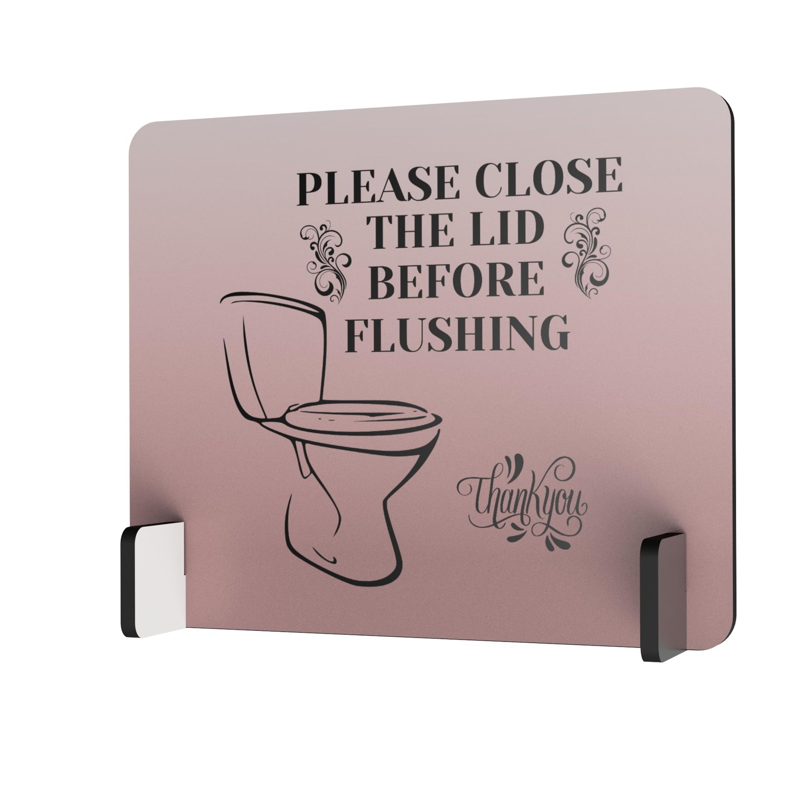Elegant Free-Standing Bathroom Sign | Polite Reminder: Close Toilet Lid Befor…