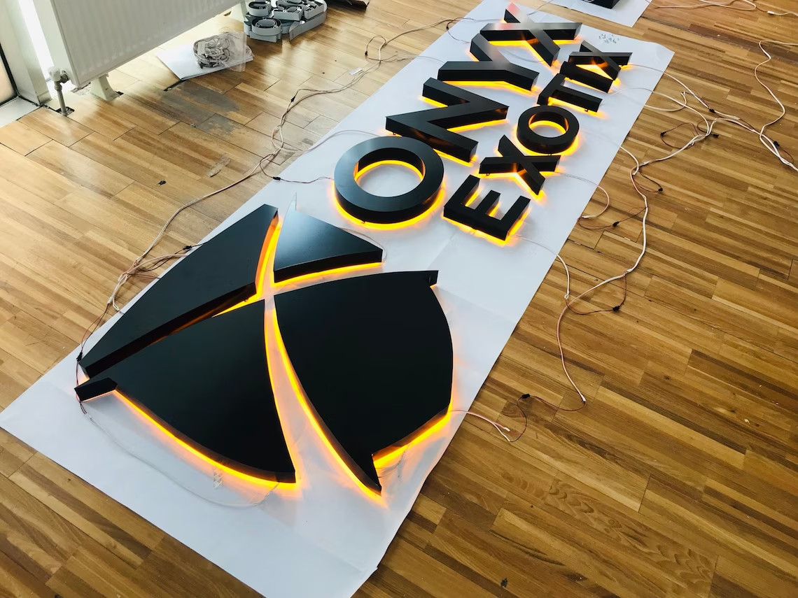 Metal 3D Back lit LED Storefront Business Logo Back light Custom 3D Letter Signs