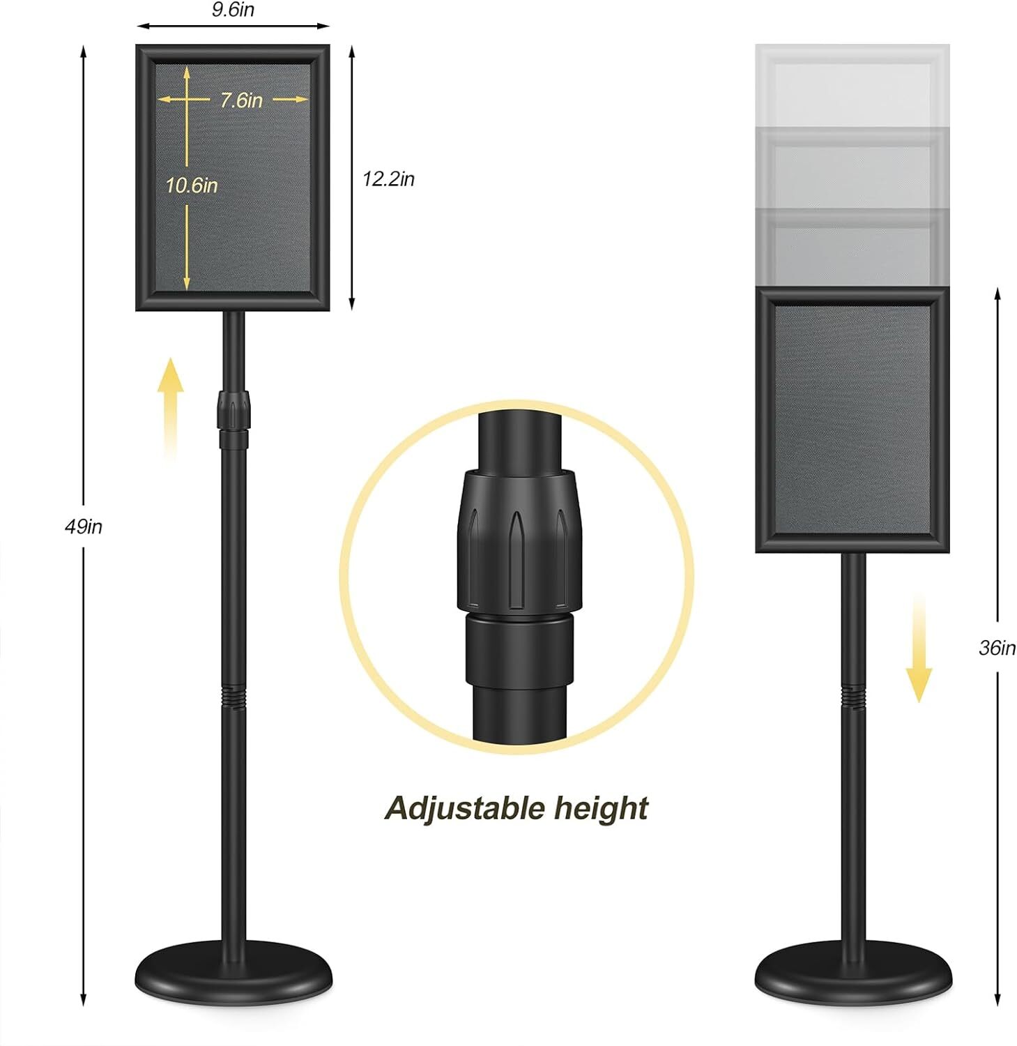 Relx Sign Holder Stand 8.5×11 inch – Adjustable Floor Standing black