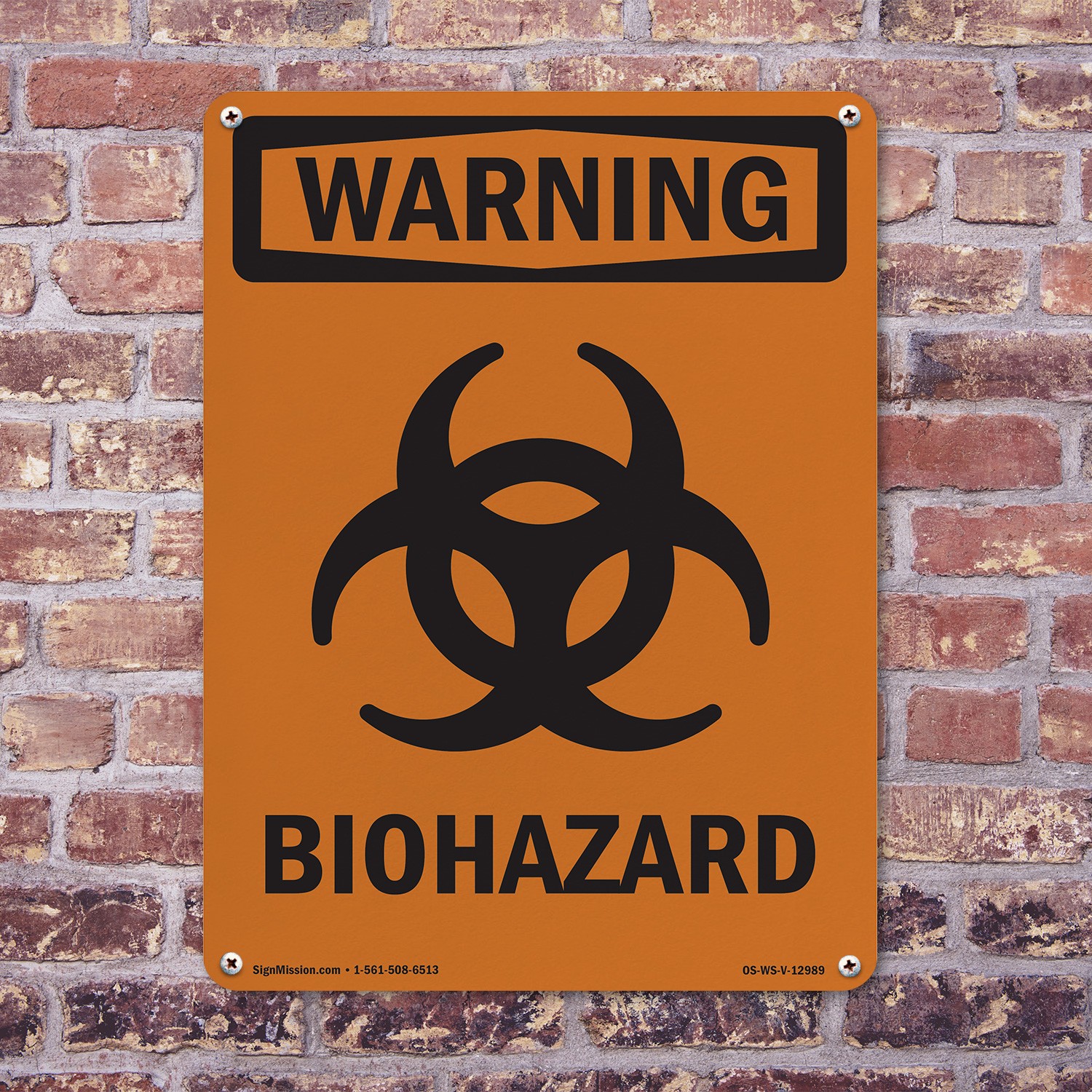 Biohazard With Symbol OSHA WARNING Sign Metal, Plastic, Or Decal – 5 or 10 Pack