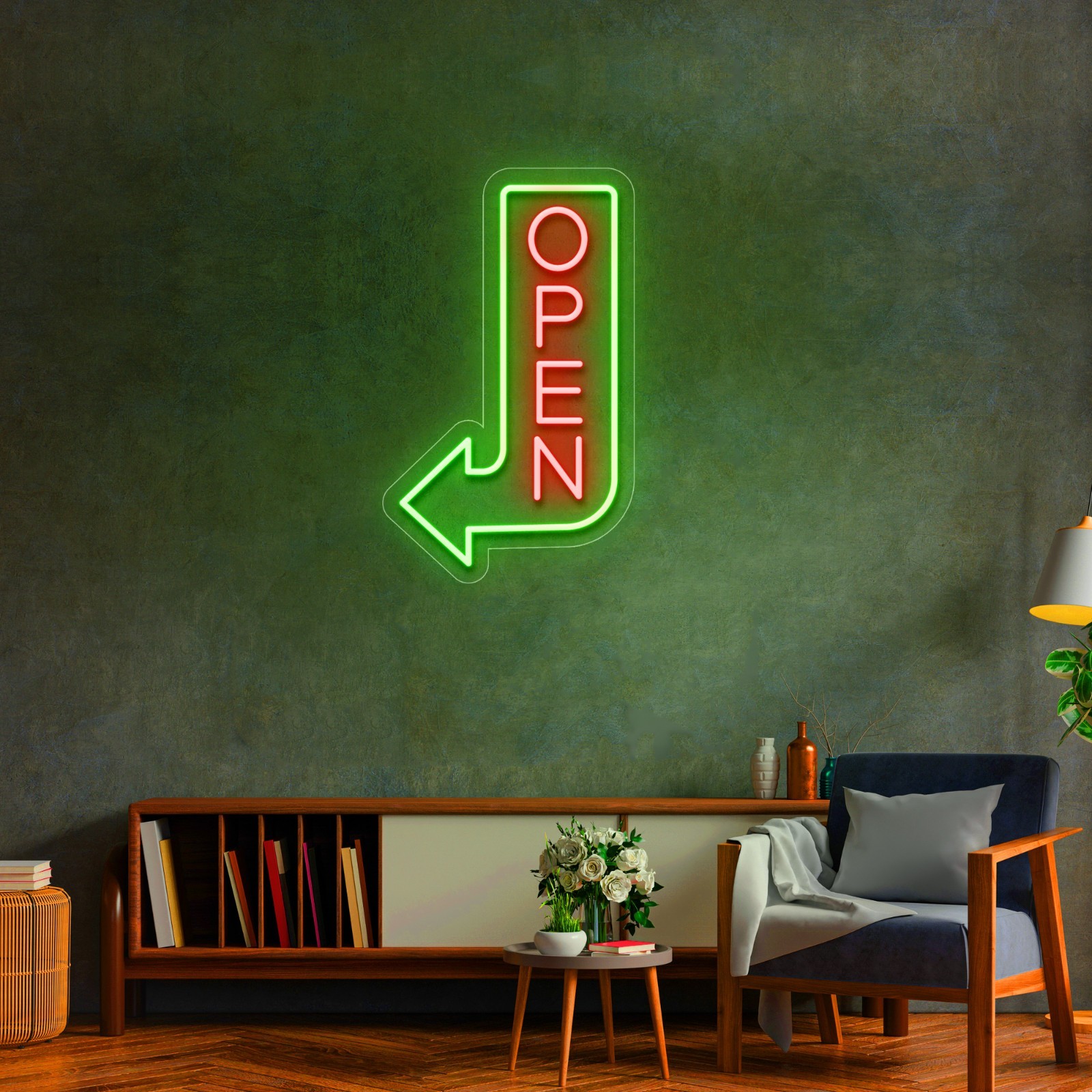 Waterproof Neon Open Bar Arrow Sign for Outdoors: Vertical LED Neon for Business