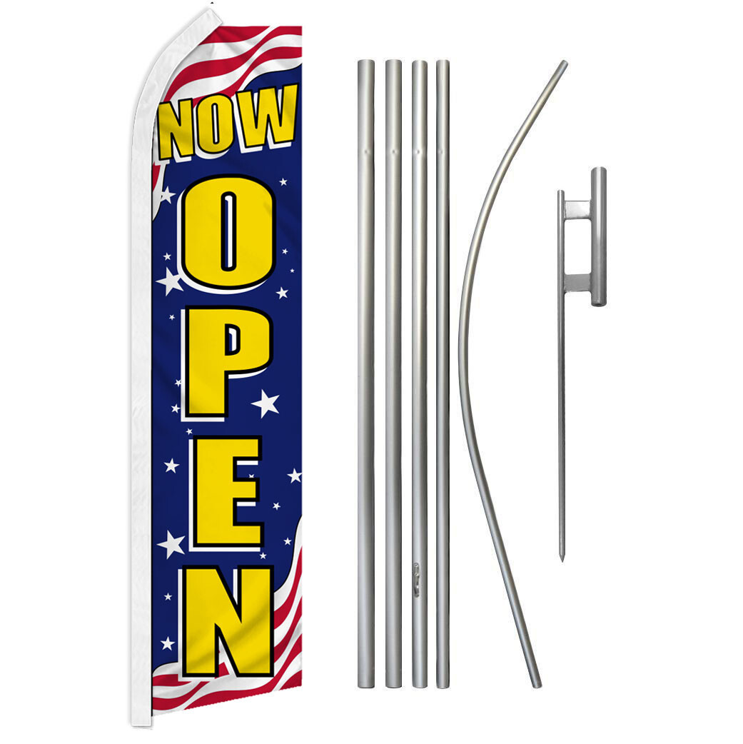 Now Open Swooper Flutter Feather Advertising Flag Kit Open We’re Open Patriotic