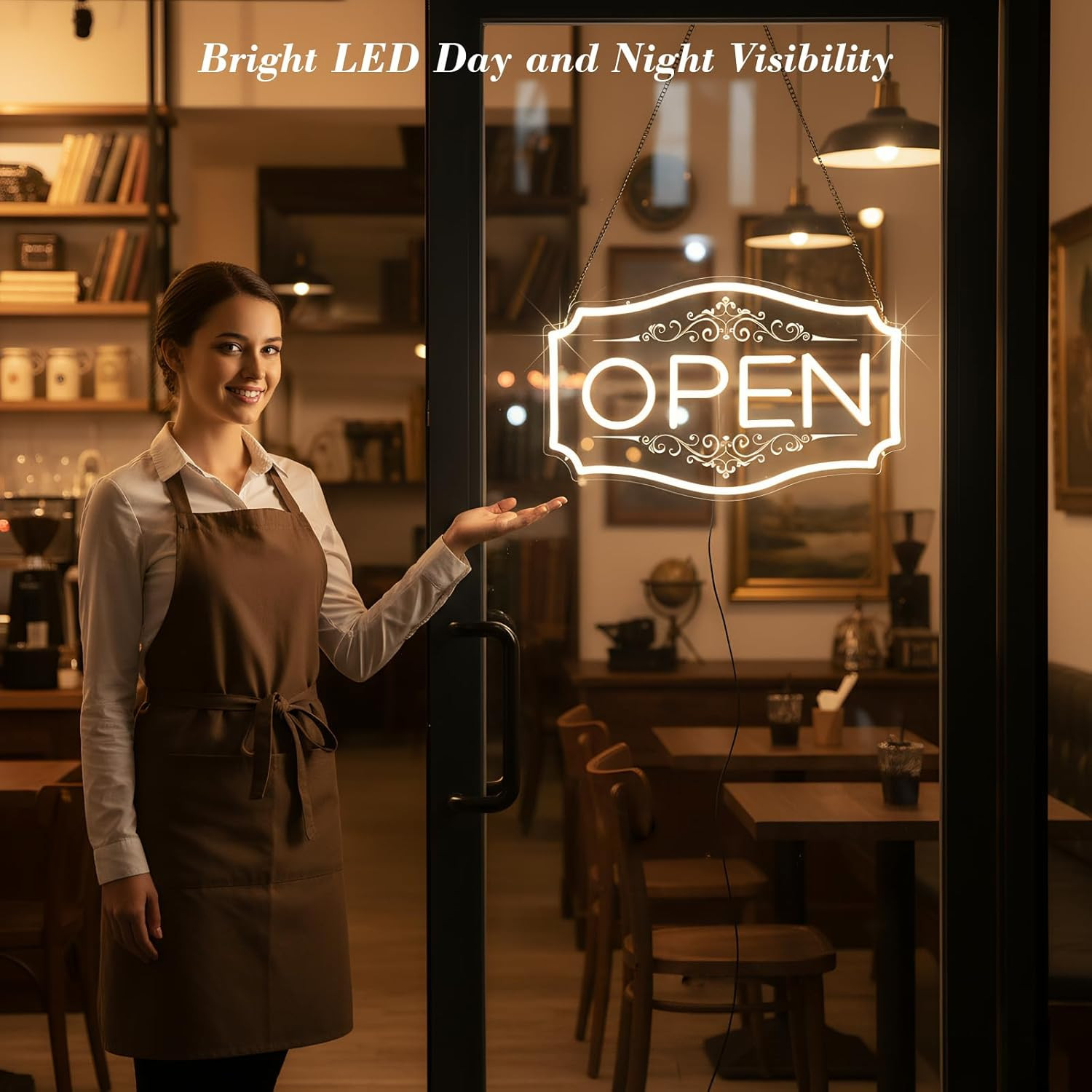 Open Sign for Business, LED Dimmable Neon Open Sign with 12V/2A Adapter, 16.5″ X
