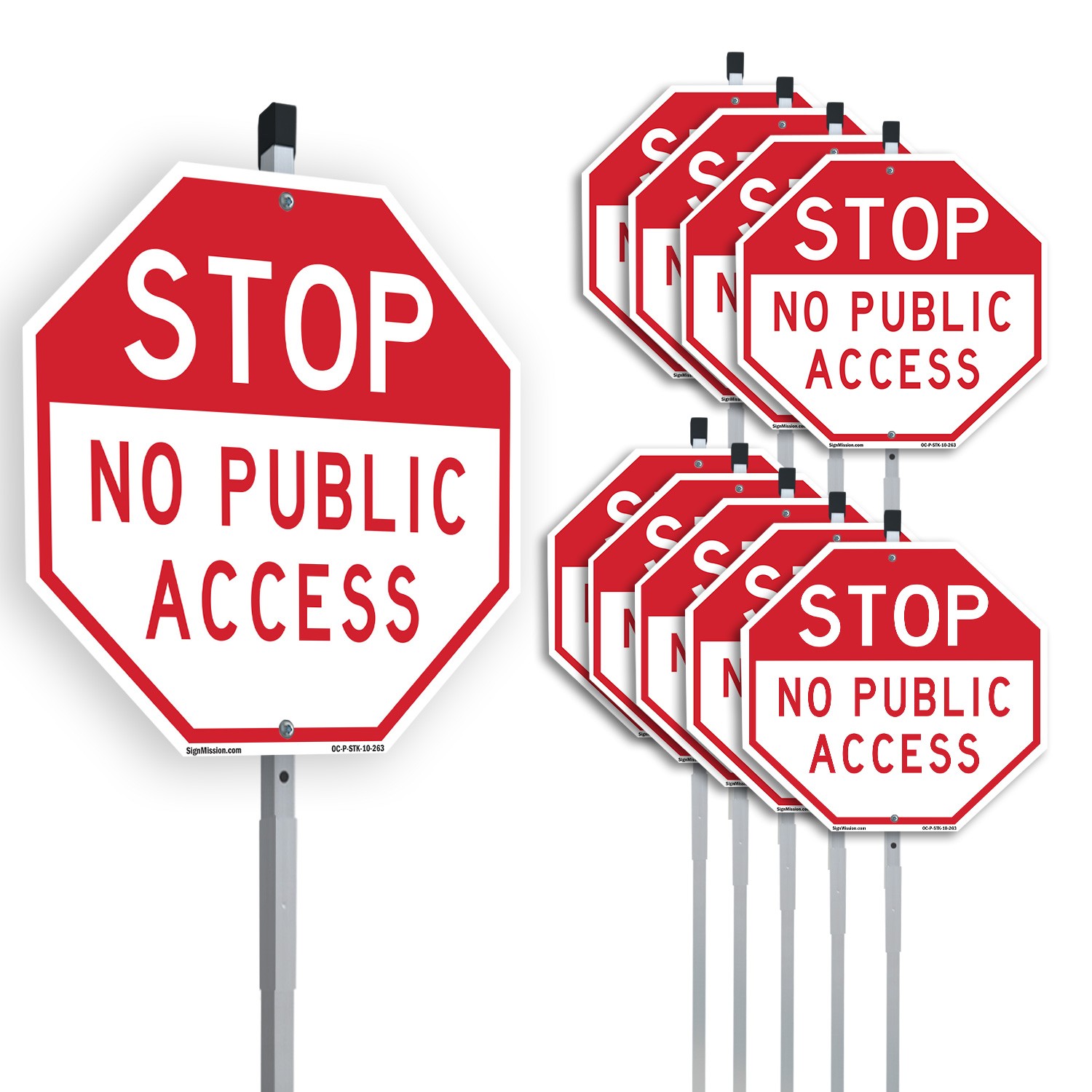 Stop No Public Access Octagon Sign With Stake Weather Resistant Made in the USA
