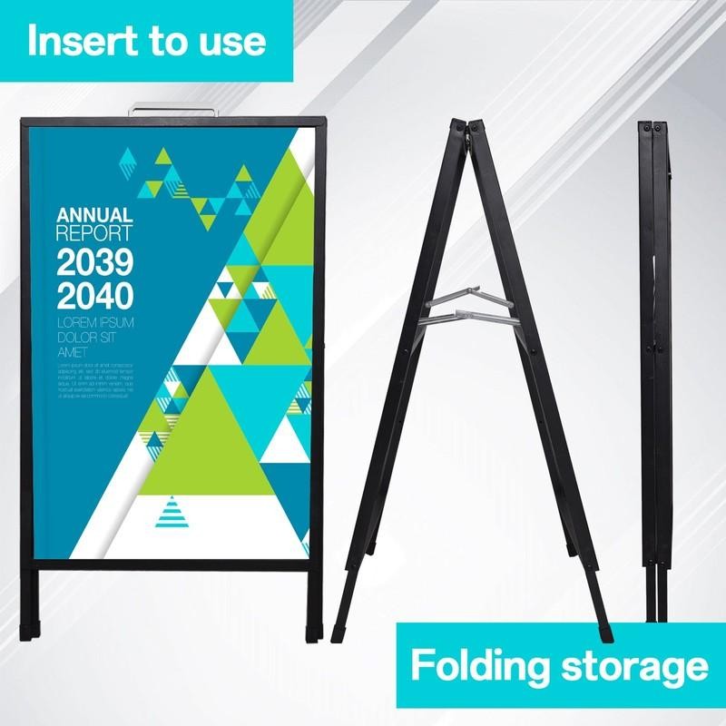 24″x36″ Heavy-Duty Double-Sided Metal Sidewalk A-Frame Sign Holder Stand