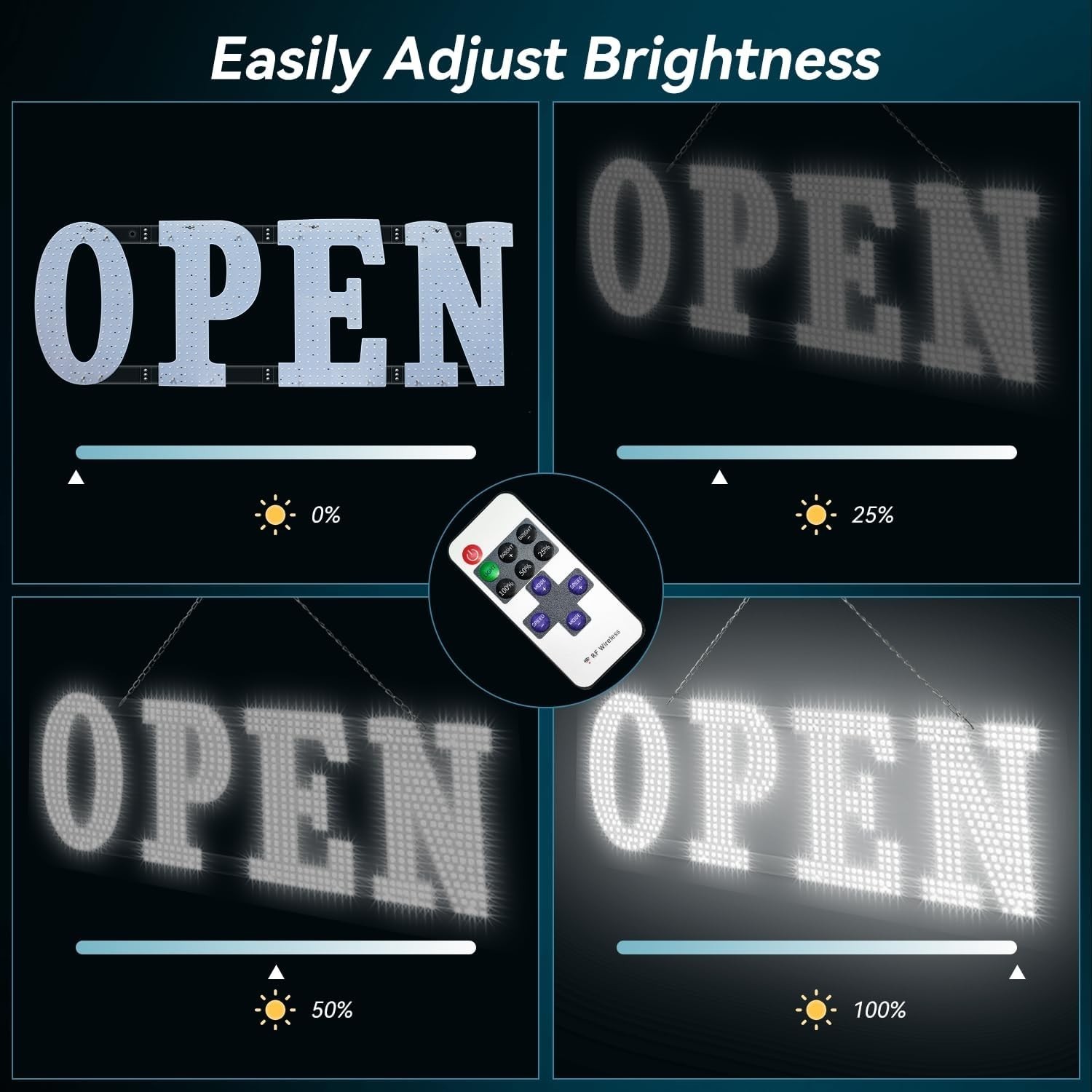 40″ x 14″ Large LED Open Sign with Remote Control High Bright Visibility Busines