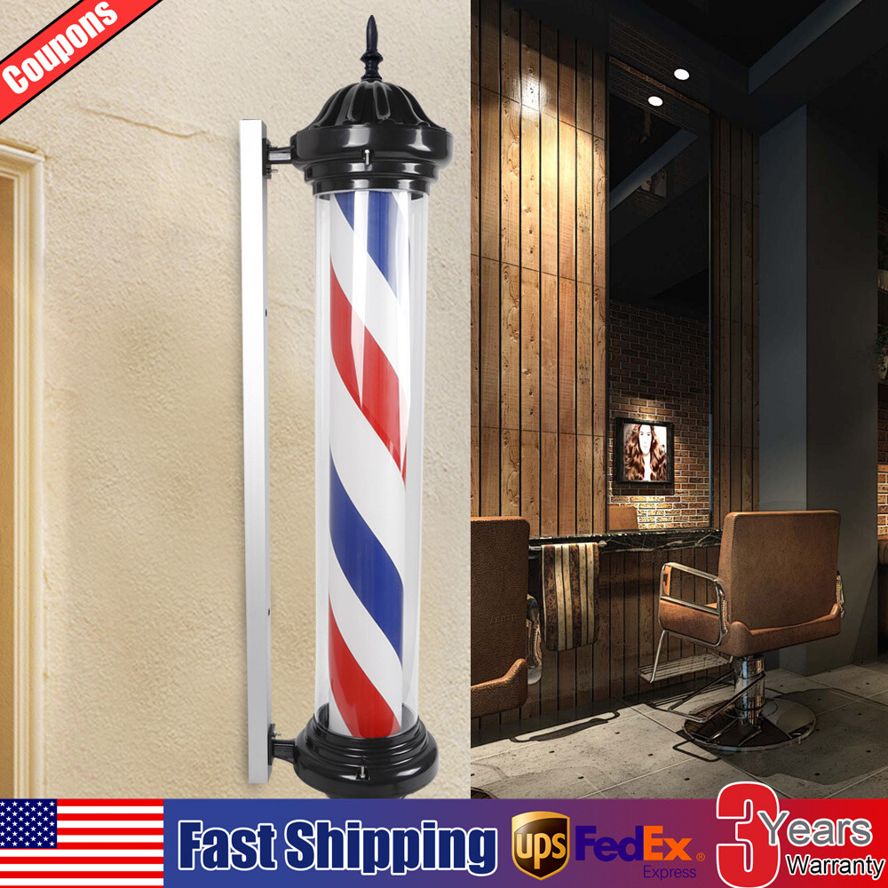 Barber Pole Light Barber Shop Rotating LED Sign Light Hair Salon Pole Light Lamp
