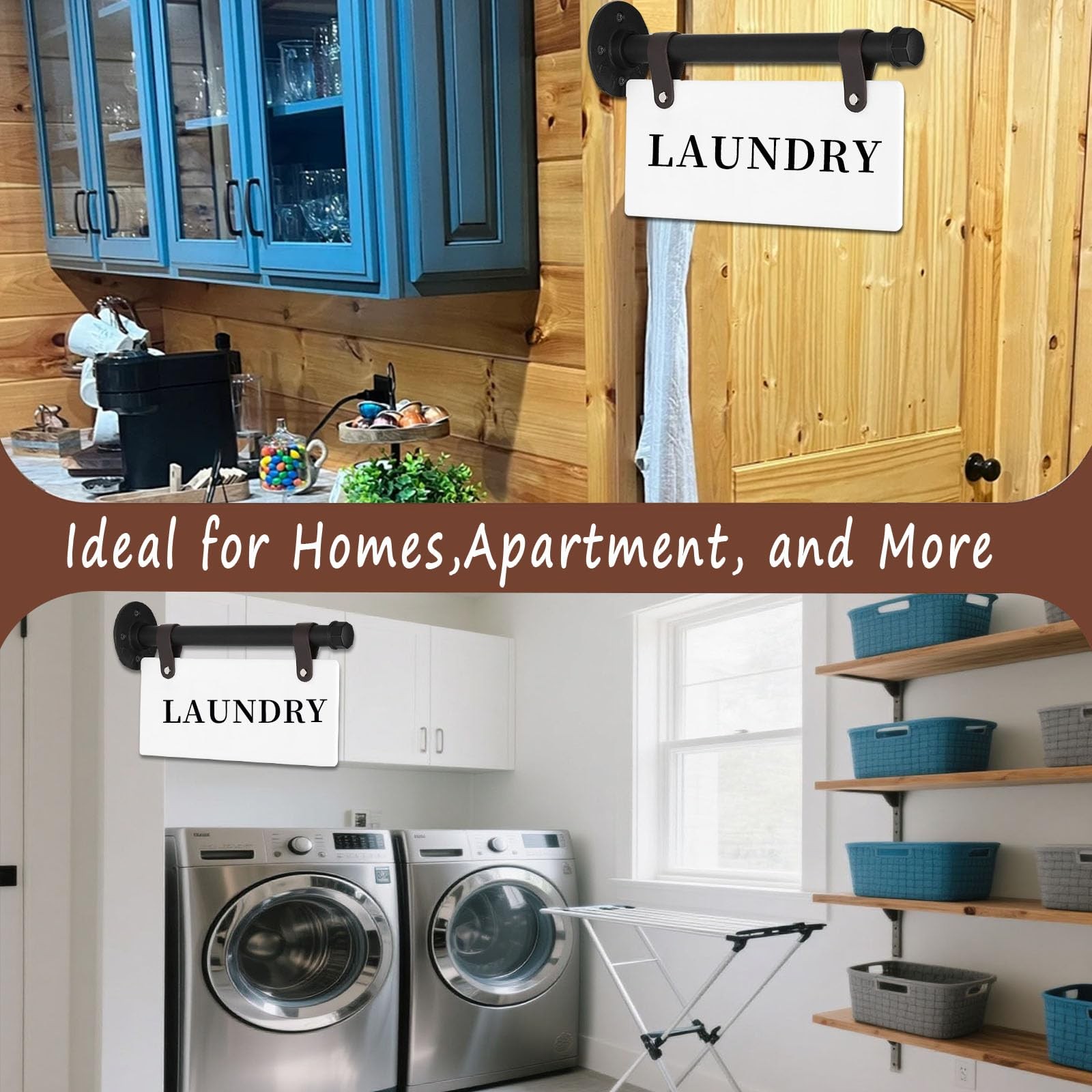 Laundry Metal Wall Sign 11″ x 6″ Wall-Mounted Laundry Room Sign Double-Sided …