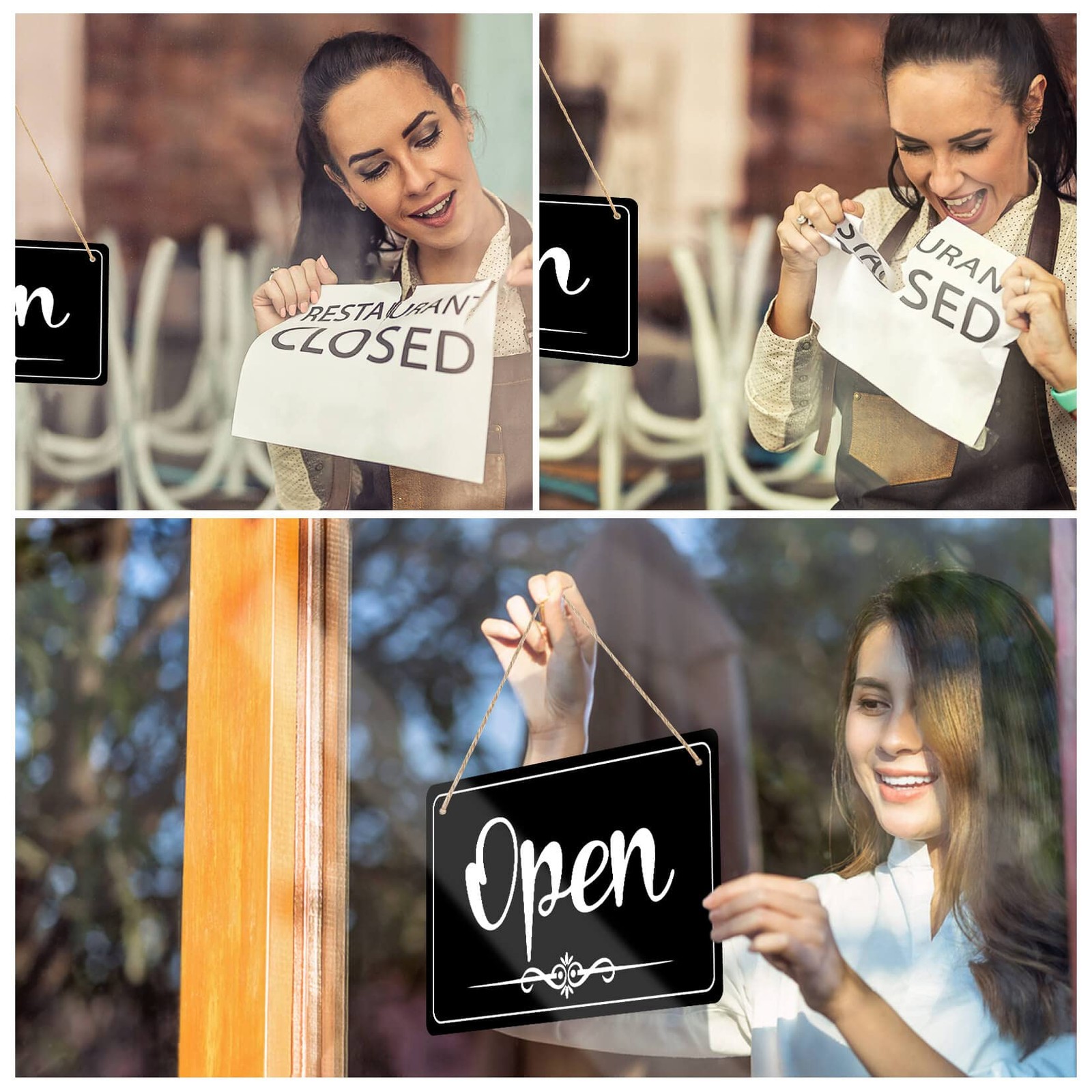 Open Signs Double Sided Open Closed Sign Business Hours Sign Hanging Business Op