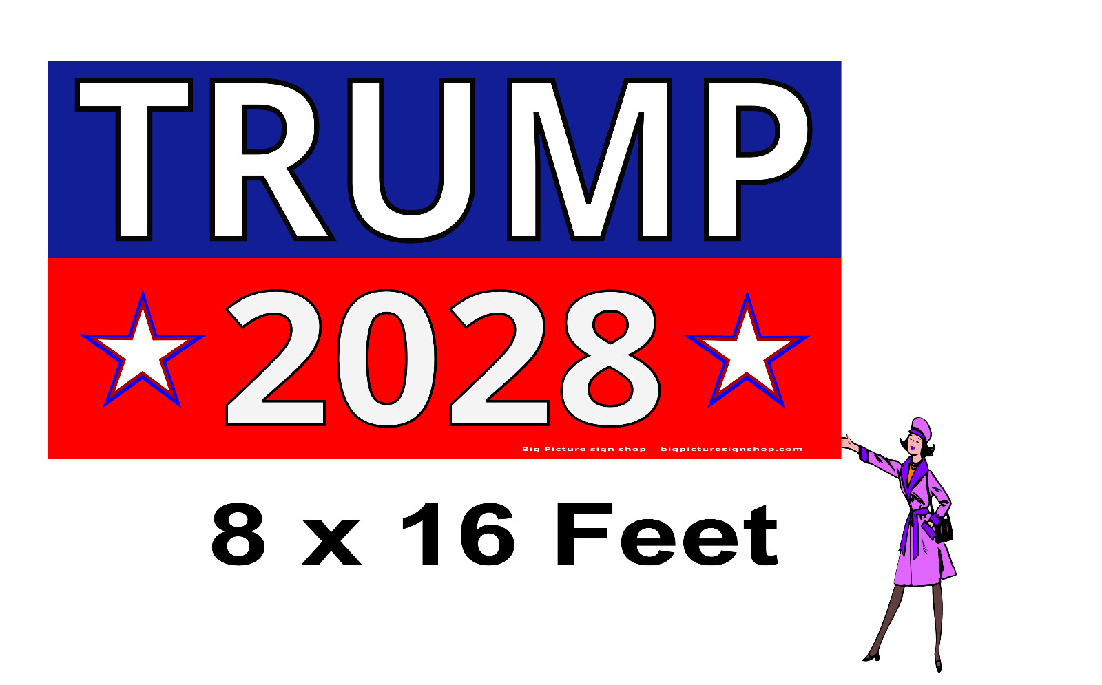 TRUMP 2028 -Banners – HUGE & VERY LARGE – Dk Blu Rd – Fast Shipping -USA MADE-30