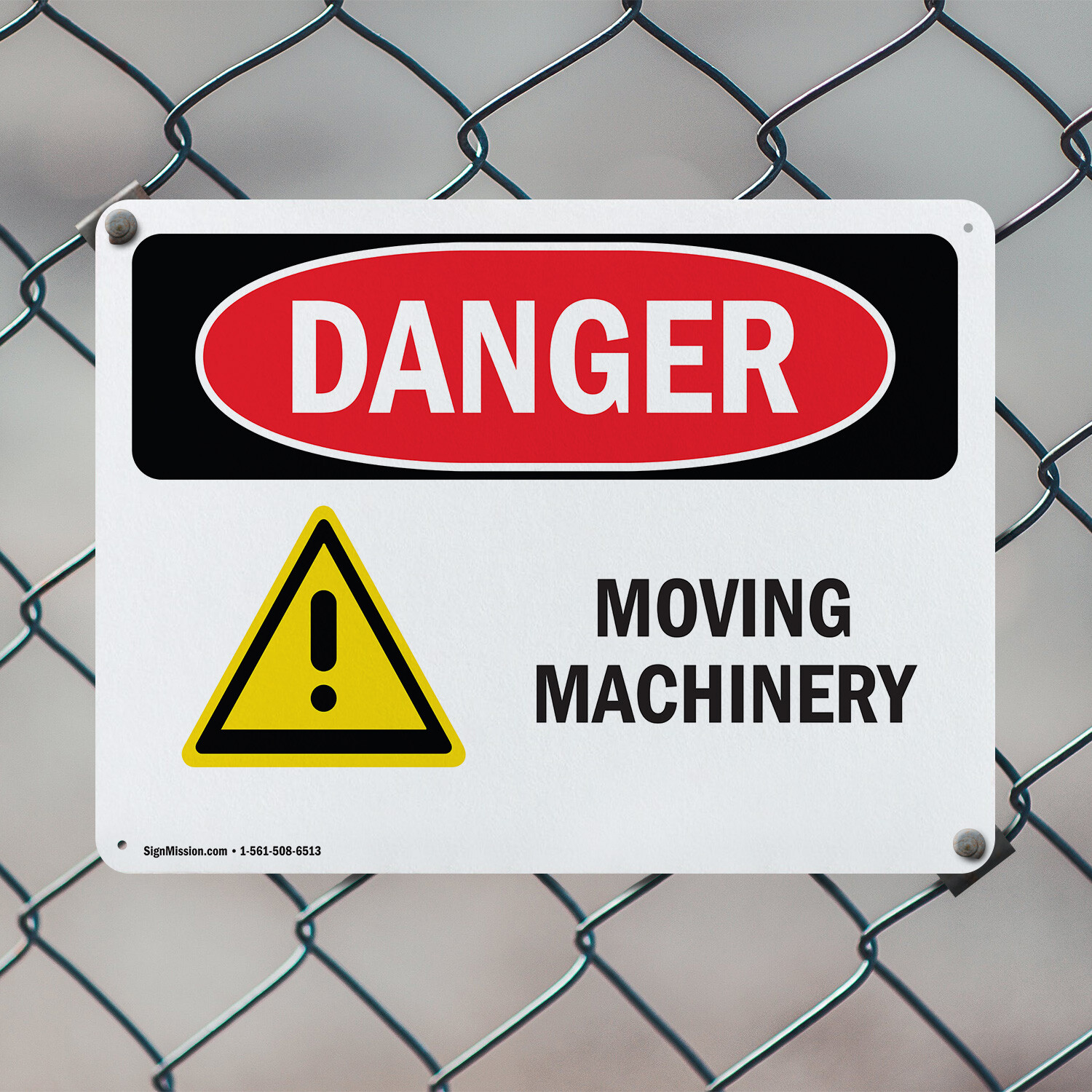 (2 Pack) Moving Machinery OSHA Danger Sign Decal Metal Plastic