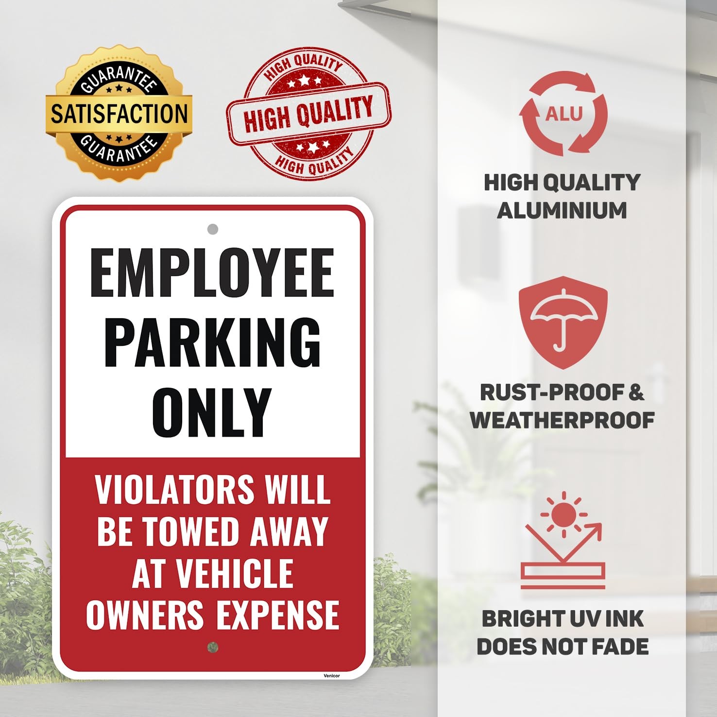 2 Pcs Employee Parking Sign 18×12 Inch Aluminum Staff Parking Only Sign