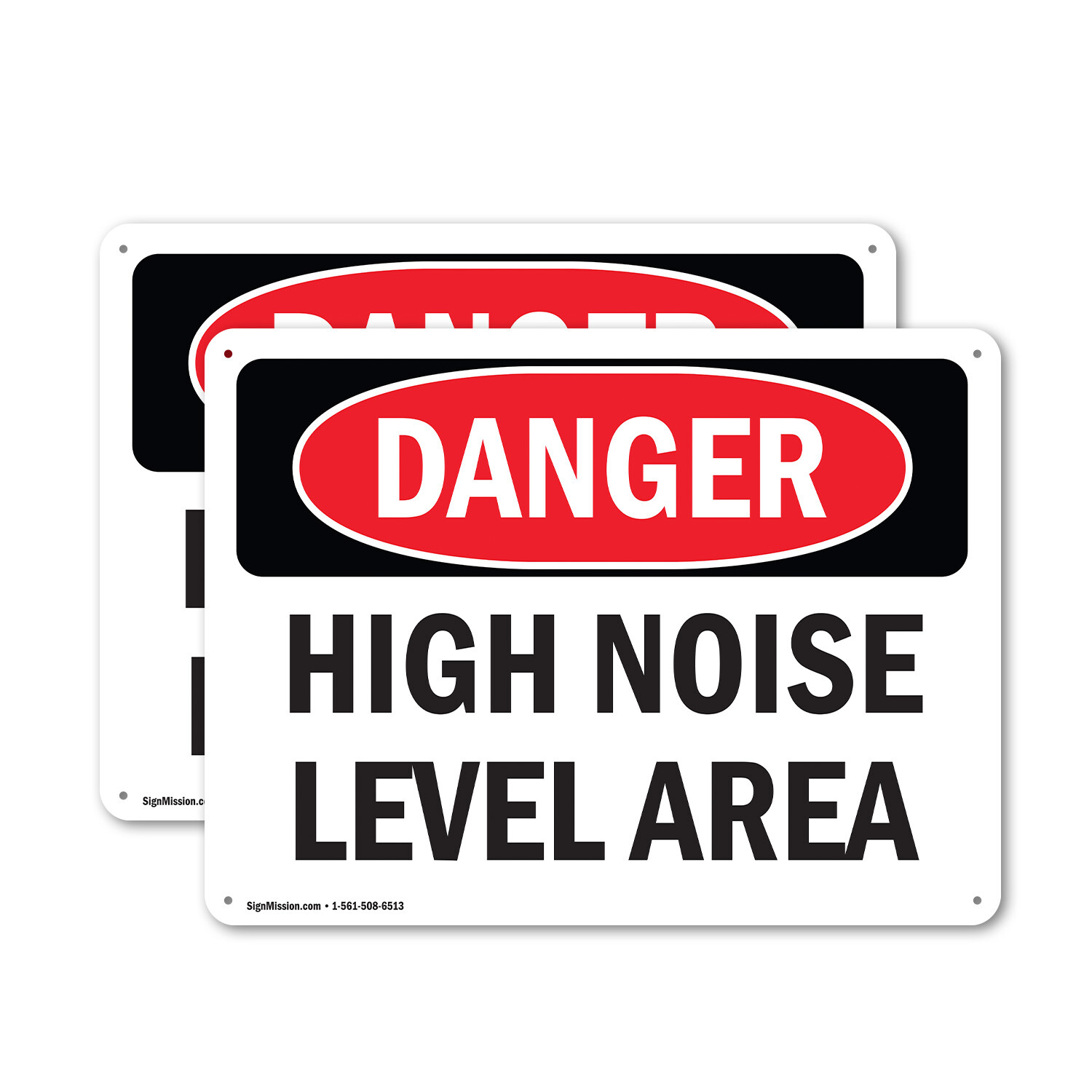 (2 Pack) High Noise Level Area OSHA Danger Sign Decal Metal Plastic