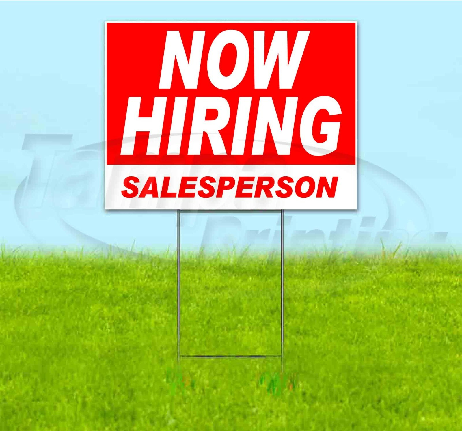 NOW HIRING SALESPERSON 18×24 Yard Sign WITH STAKE Corrugated Bandit USA BUSINESS