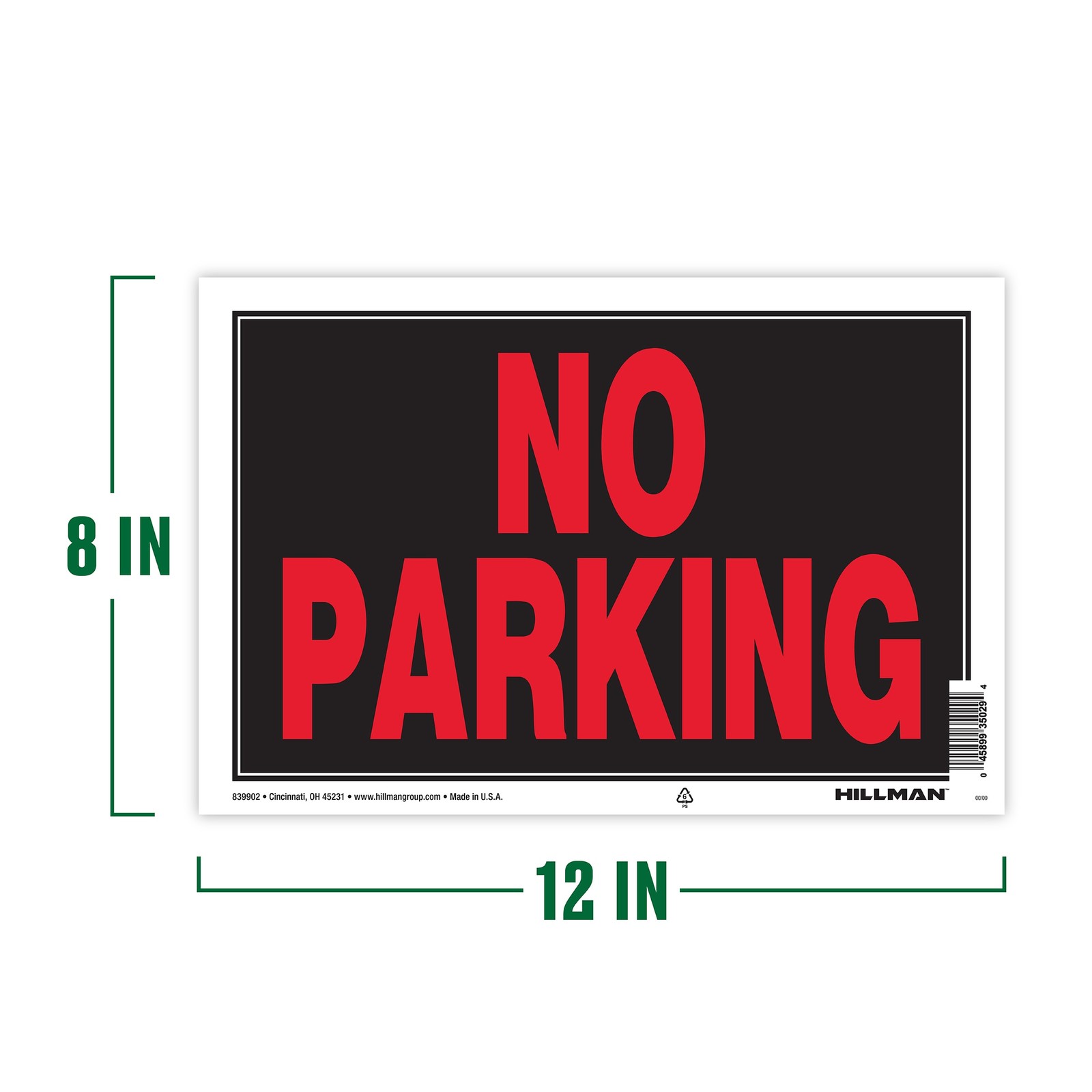 Hillman No Parking 8-in x 12-in Plastic Prohibited Sign
