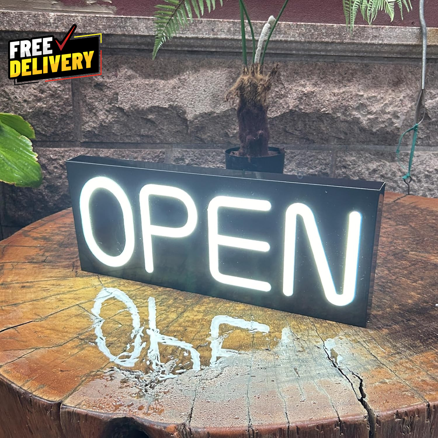 Large Outdoor Waterproof LED Open Sign Ultra Bright with Power Adapter 19.7×8…